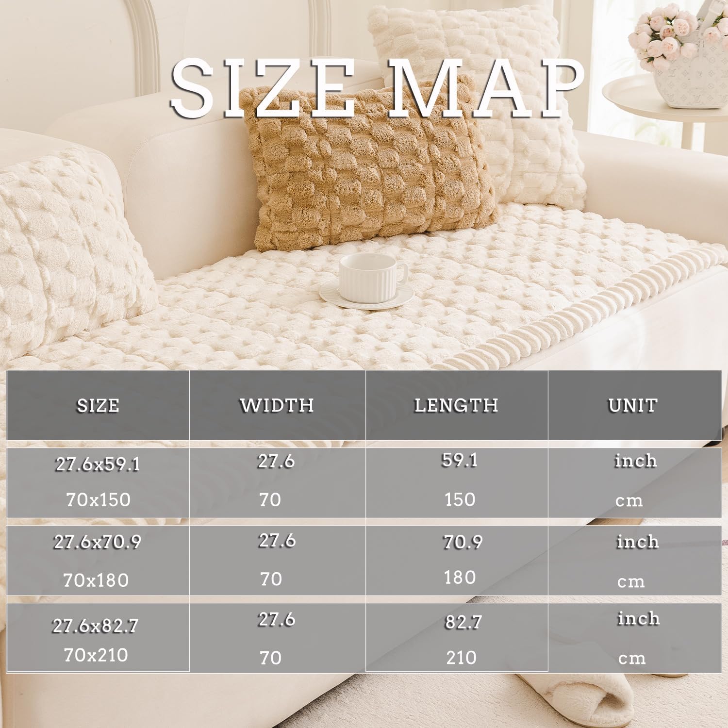 Tiwwie Couch Cover for Dogs Fuzzy Sofa Covers for Pet, Geometric Jacquard Coral Pet-Friendly Washable Non-Slip Sofas Slipcover Cushion Protector Pets Mat Dog Bed Mats