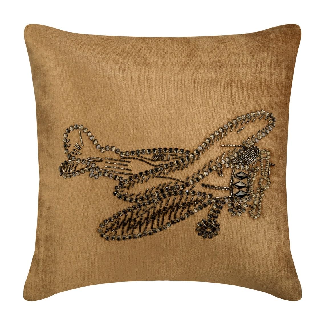 The HomeCentric Decorative Pillow Covers Beige Pack of 2, 20"x20" (50x50 cm) Linen Embroidery Cushion Covers for Sofa, Geometric Modern Style - Juliette
