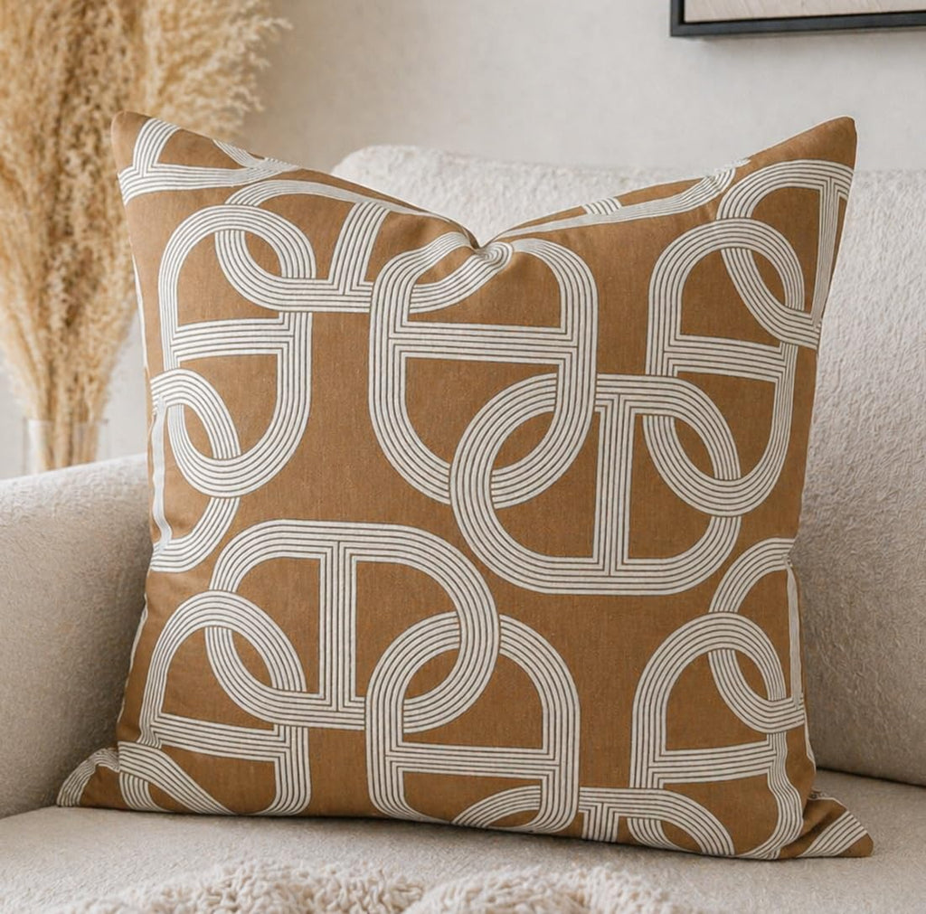 Premium Throw Pillow Covers – Jacquard Decorative Pillowcases with Modern Elegant Design for Couch, Sofa, Bed – Luxury Cushion Covers, Horse Brown (Set of 2, Brown 1, 18" x 18")