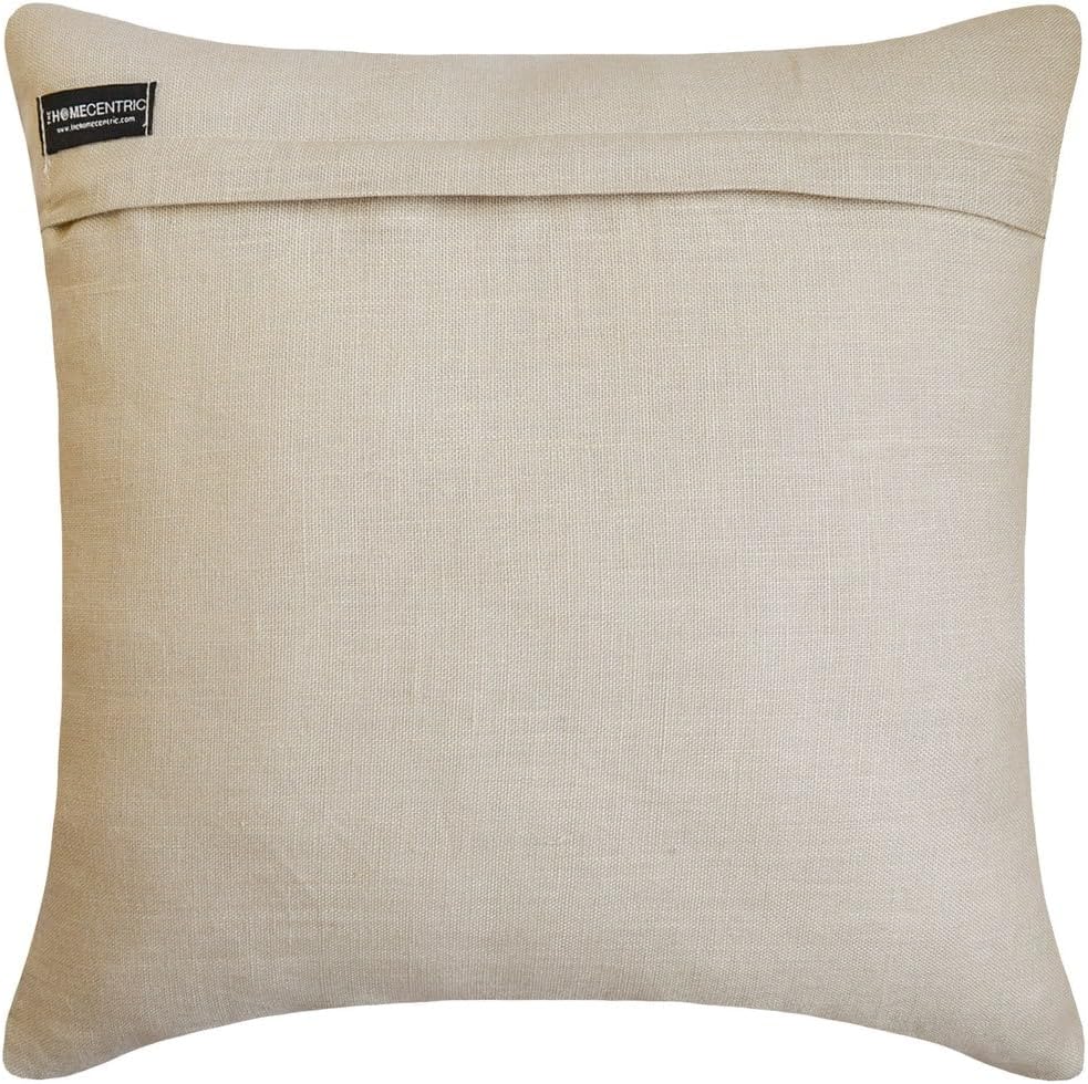 The HomeCentric Decorative Pillow Covers Beige Pack of 2, 20"x20" (50x50 cm) Linen Embroidery Cushion Covers for Sofa, Geometric Modern Style - Juliette