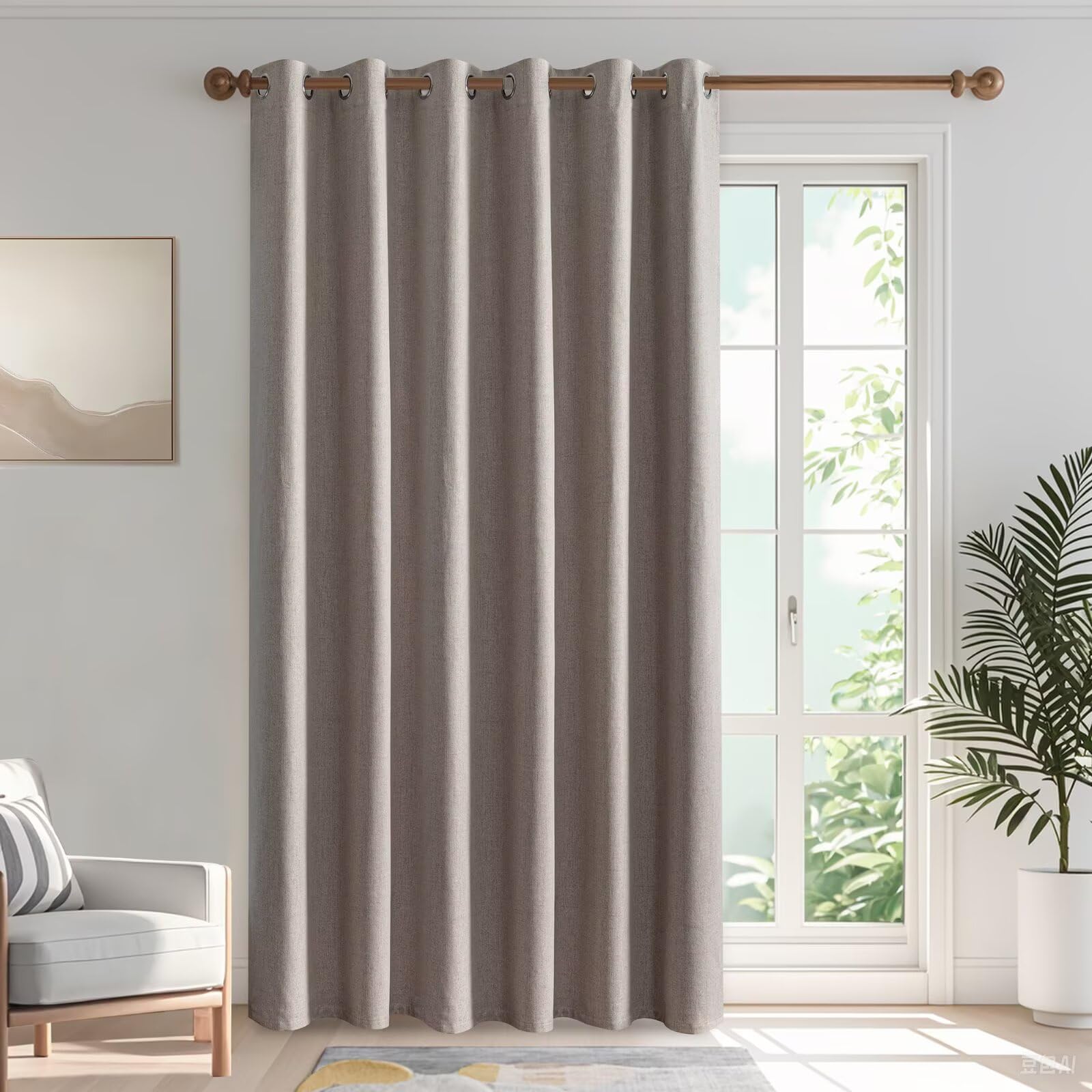 IGEMAEVE Cream Curtains 108 Inch Length 2 Panels Set, Light Filtering Curtains for Living Room 108 Inch Long, Grommet Energy Saving Semi Sheer Drapes for Bedroom Window(W52 x L108)