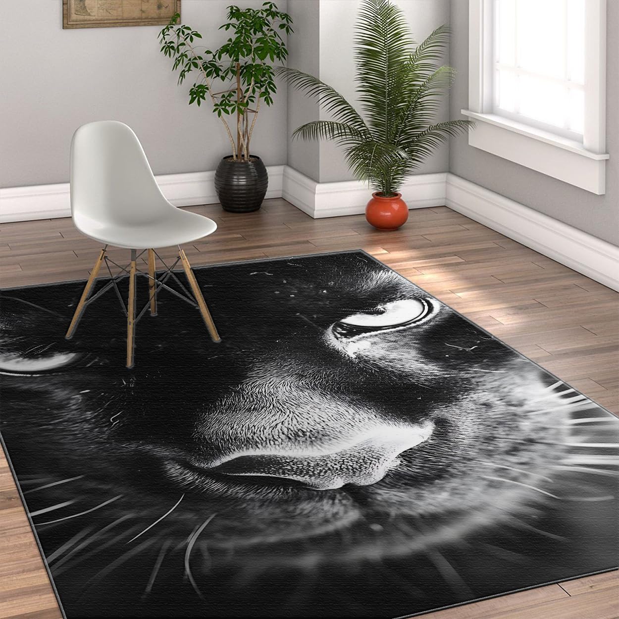 Abstract Line Area Rug 4×6ft, Foldable Stain Resistant Mat for Home & Office
