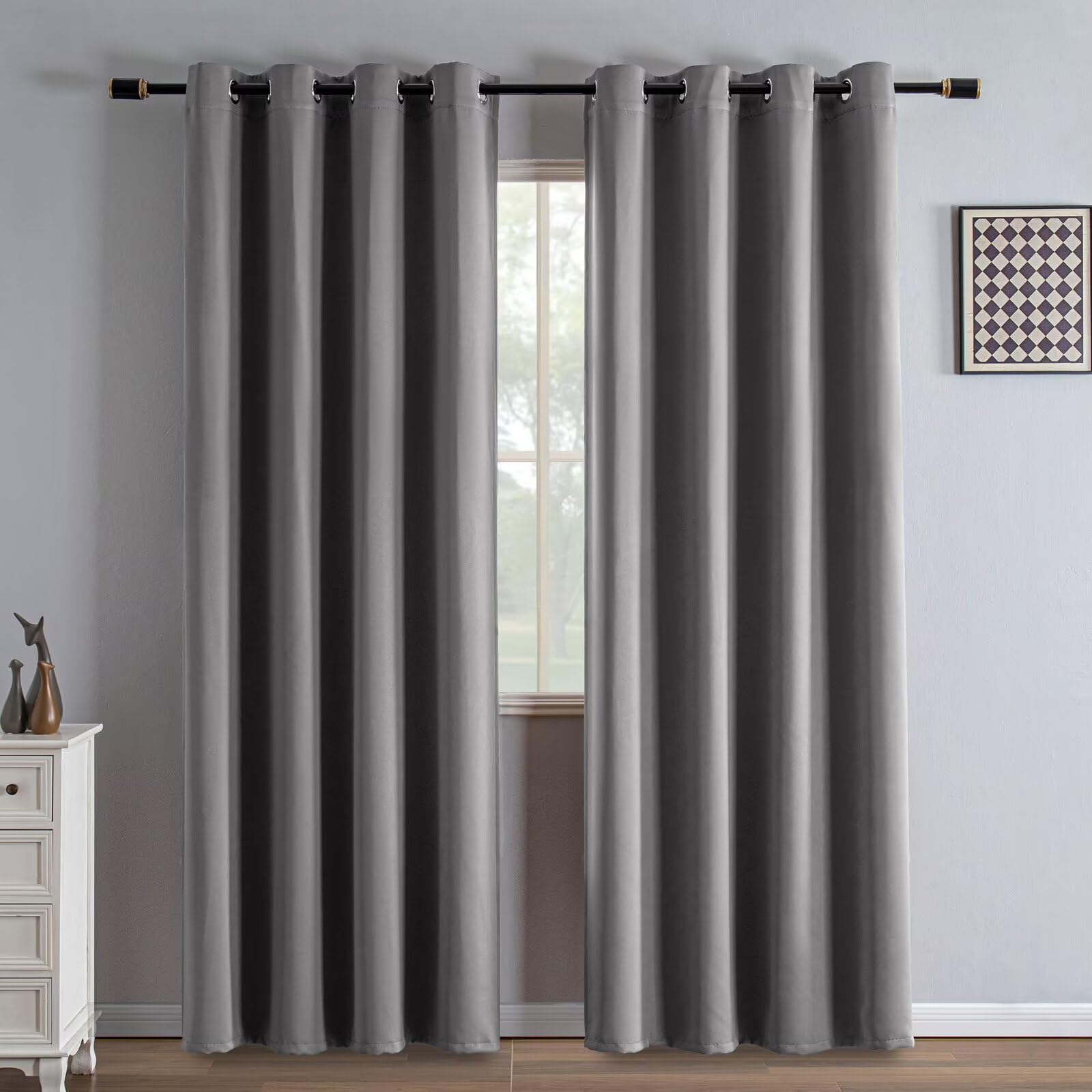 IGEMAEVE Cream Curtains 108 Inch Length 2 Panels Set, Light Filtering Curtains for Living Room 108 Inch Long, Grommet Energy Saving Semi Sheer Drapes for Bedroom Window(W52 x L108)