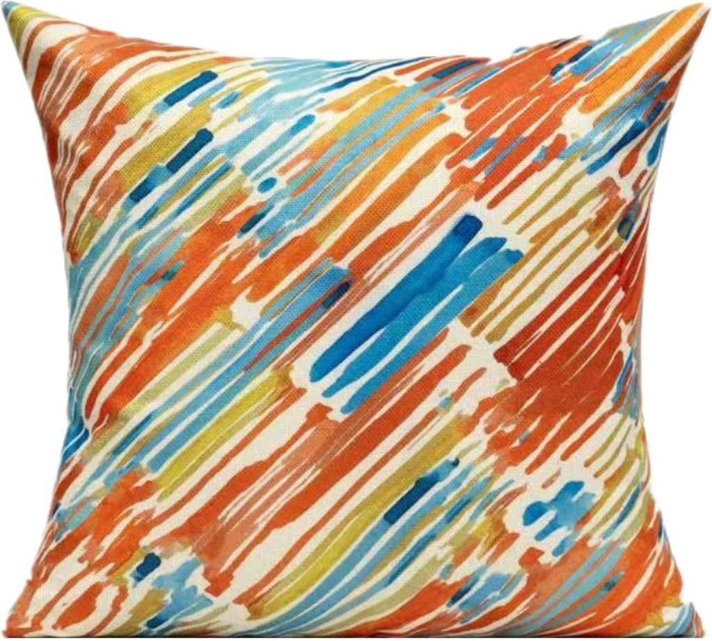 20x20 Colorful Abstract Modern Throw Pillow Covers Outdoor Couch Furniture Geometric Striped Square Decorative Patio Cushion Covers Home Décor for Bedroom Sofa Bench Porch Set of 4