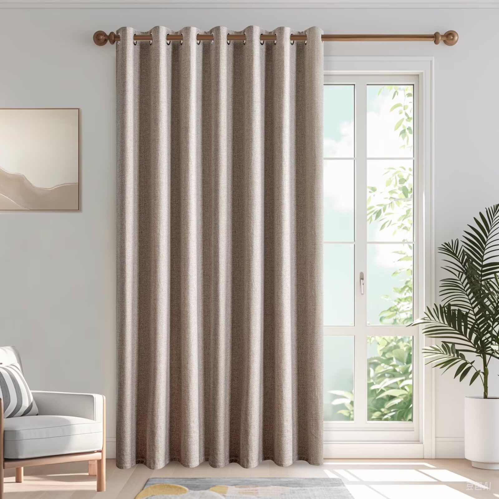 IGEMAEVE Cream Curtains 108 Inch Length 2 Panels Set, Light Filtering Curtains for Living Room 108 Inch Long, Grommet Energy Saving Semi Sheer Drapes for Bedroom Window(W52 x L108)