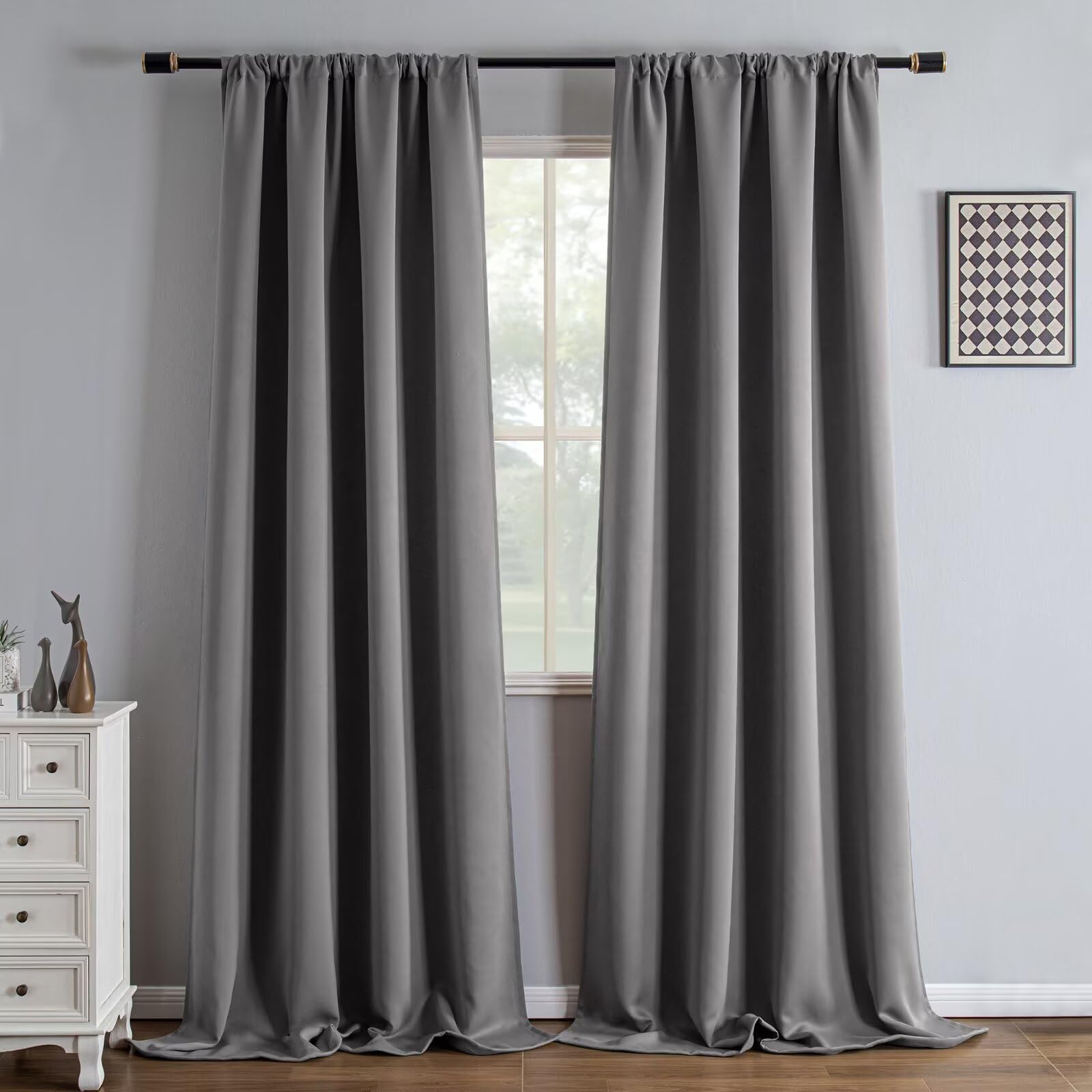 IGEMAEVE Cream Curtains 108 Inch Length 2 Panels Set, Light Filtering Curtains for Living Room 108 Inch Long, Grommet Energy Saving Semi Sheer Drapes for Bedroom Window(W52 x L108)