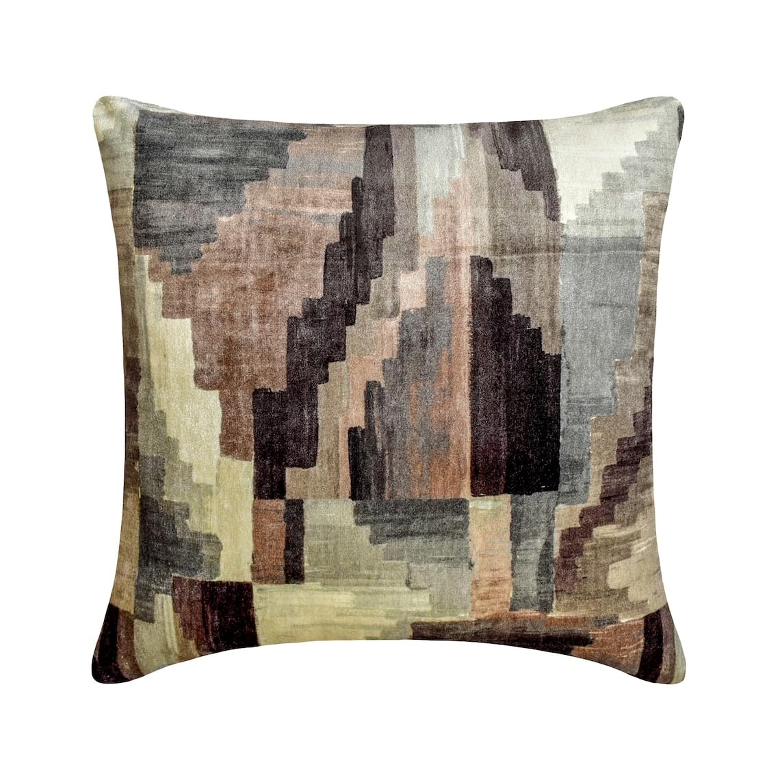 The HomeCentric Decorative Pillow Covers Beige Pack of 2, 20"x20" (50x50 cm) Linen Embroidery Cushion Covers for Sofa, Geometric Modern Style - Juliette
