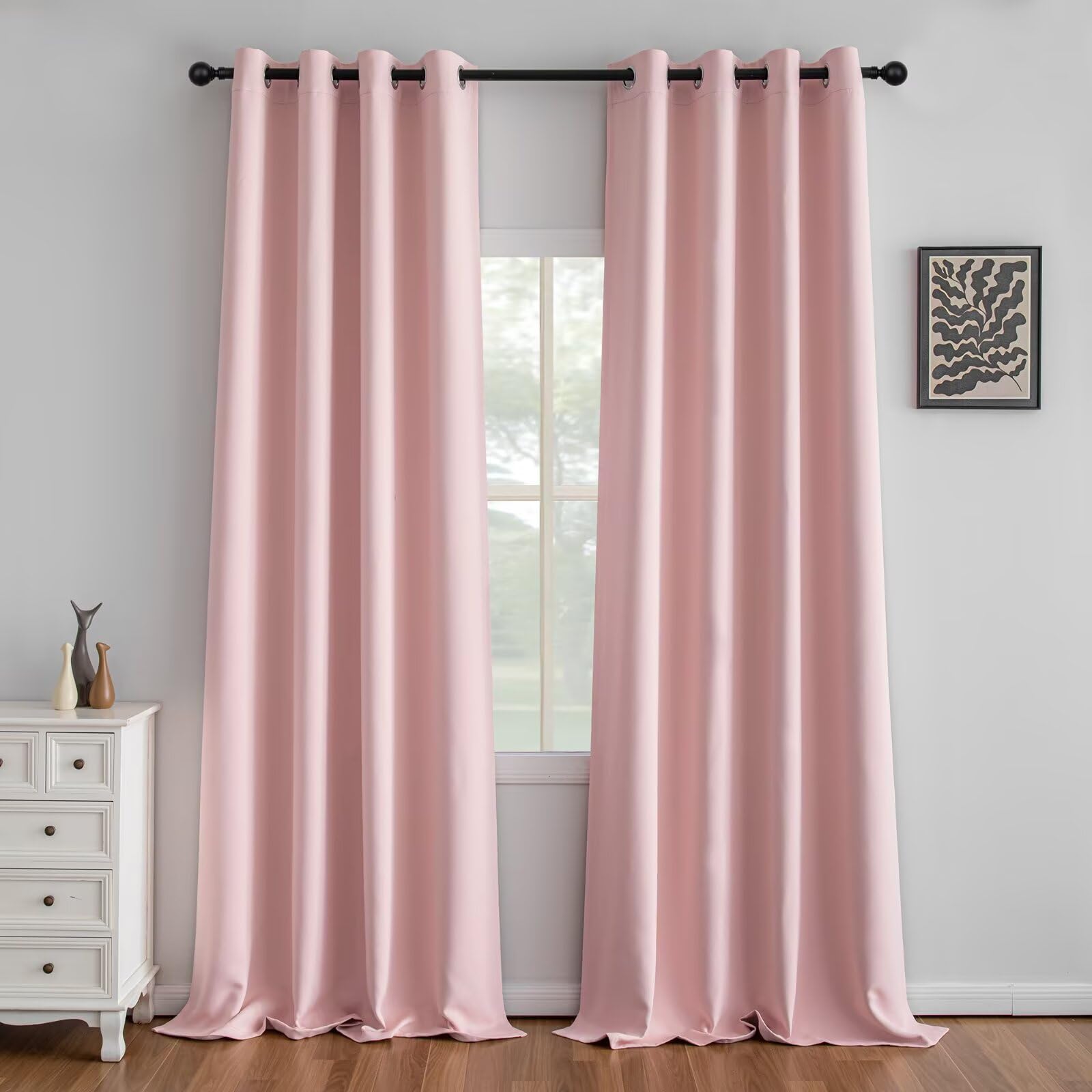 IGEMAEVE Cream Curtains 108 Inch Length 2 Panels Set, Light Filtering Curtains for Living Room 108 Inch Long, Grommet Energy Saving Semi Sheer Drapes for Bedroom Window(W52 x L108)