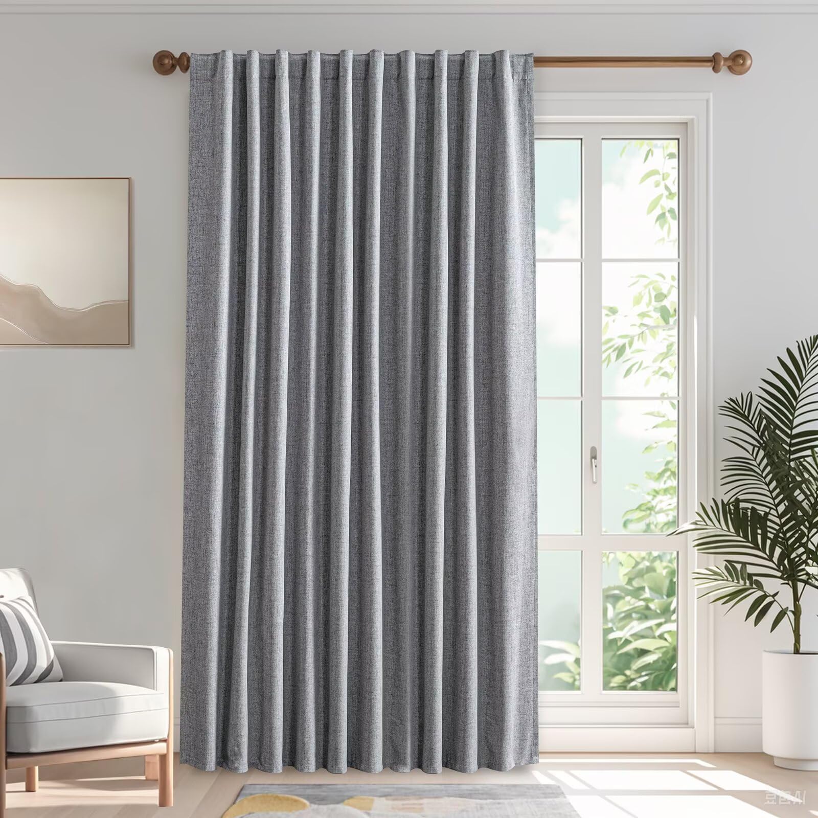 IGEMAEVE Cream Curtains 108 Inch Length 2 Panels Set, Light Filtering Curtains for Living Room 108 Inch Long, Grommet Energy Saving Semi Sheer Drapes for Bedroom Window(W52 x L108)