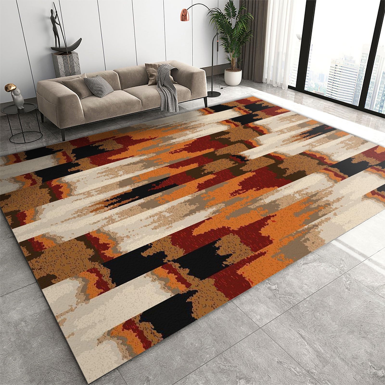 3x5 Rug Minimalist Light Luxury Washable Rugs, Nordic Marble Irregular Geometry Bedroom Rugs with Non Slip Backing for Bedroom Hotel Hardwood Floors Garage Farmhouse