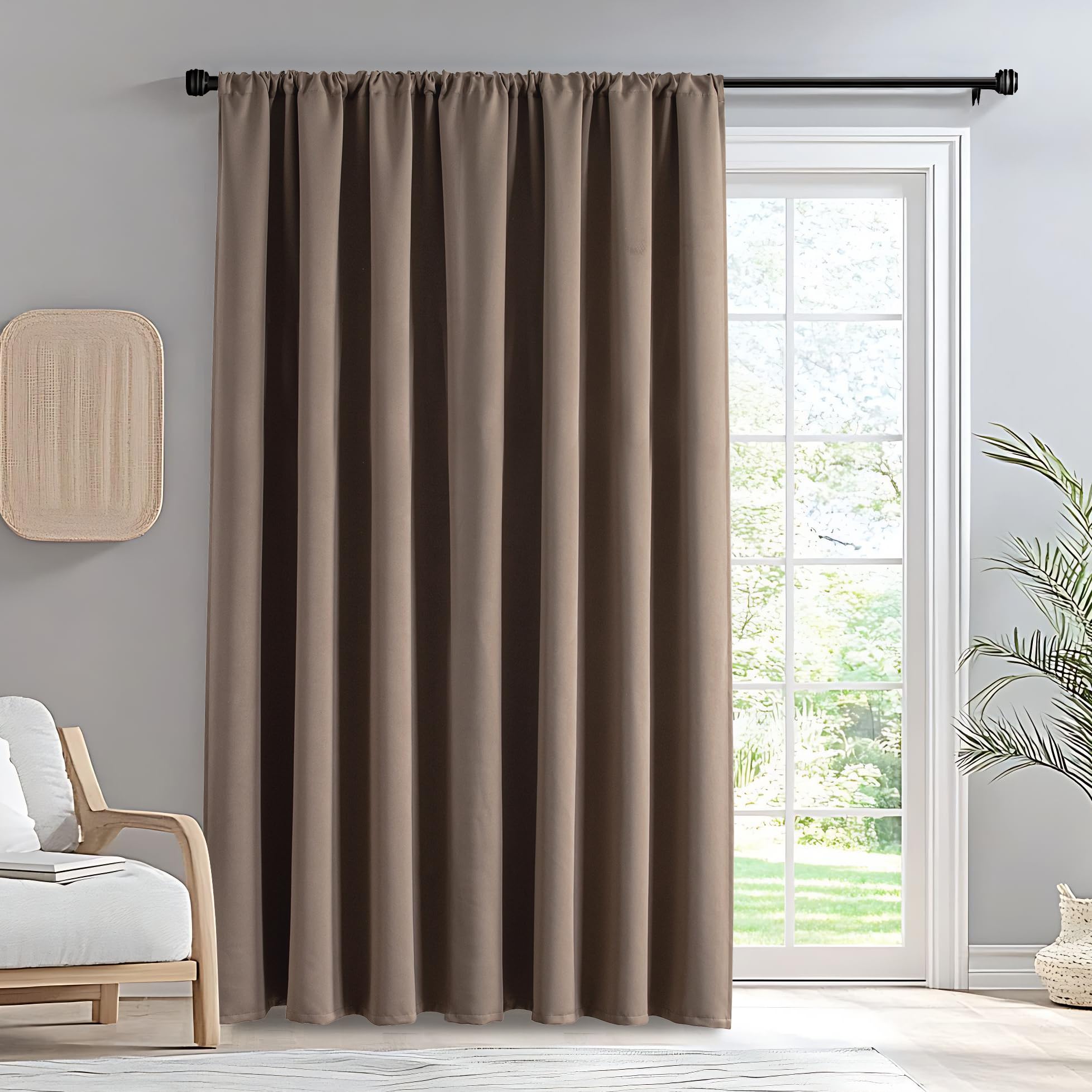 IGEMAEVE Cream Curtains 108 Inch Length 2 Panels Set, Light Filtering Curtains for Living Room 108 Inch Long, Grommet Energy Saving Semi Sheer Drapes for Bedroom Window(W52 x L108)