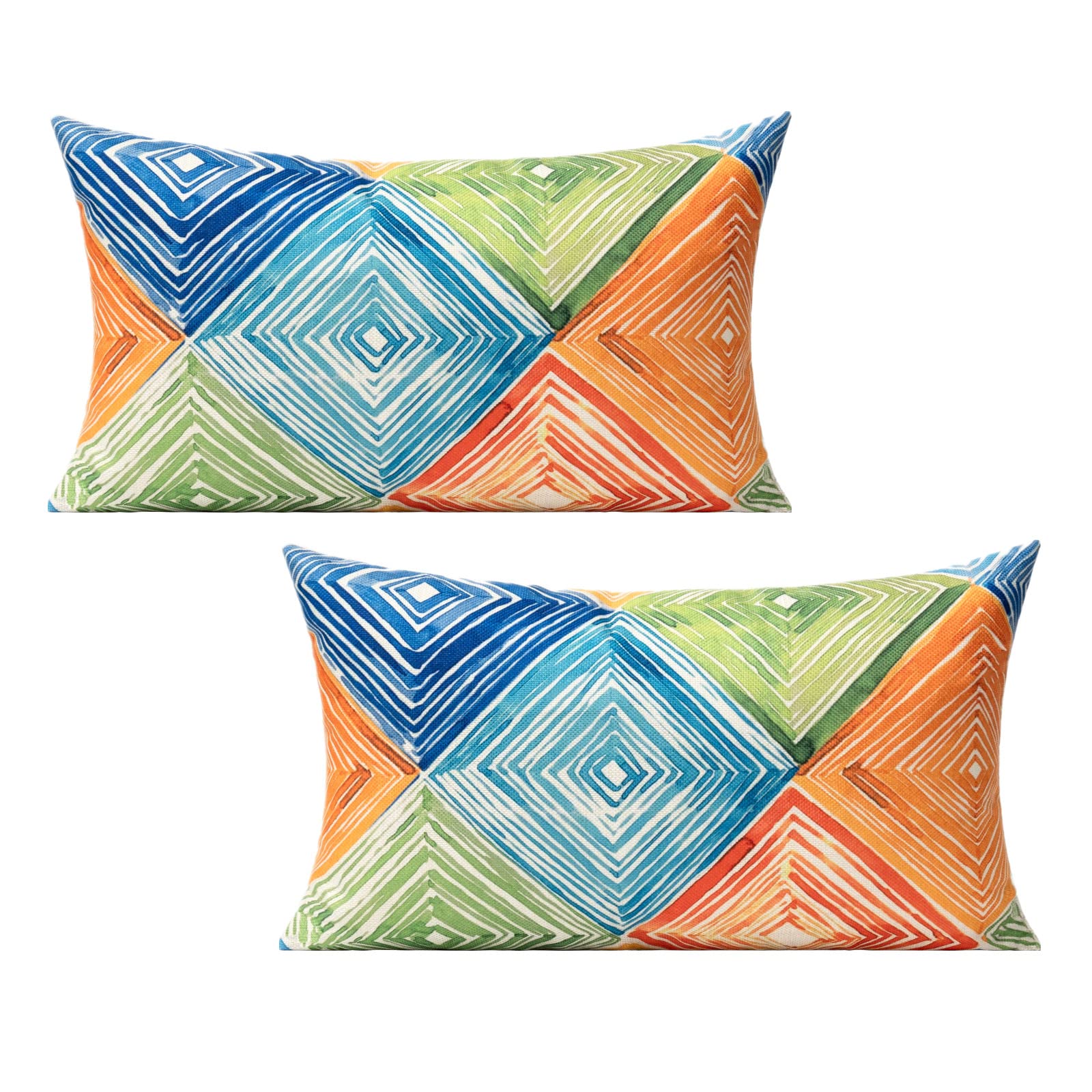 20x20 Colorful Abstract Modern Throw Pillow Covers Outdoor Couch Furniture Geometric Striped Square Decorative Patio Cushion Covers Home Décor for Bedroom Sofa Bench Porch Set of 4