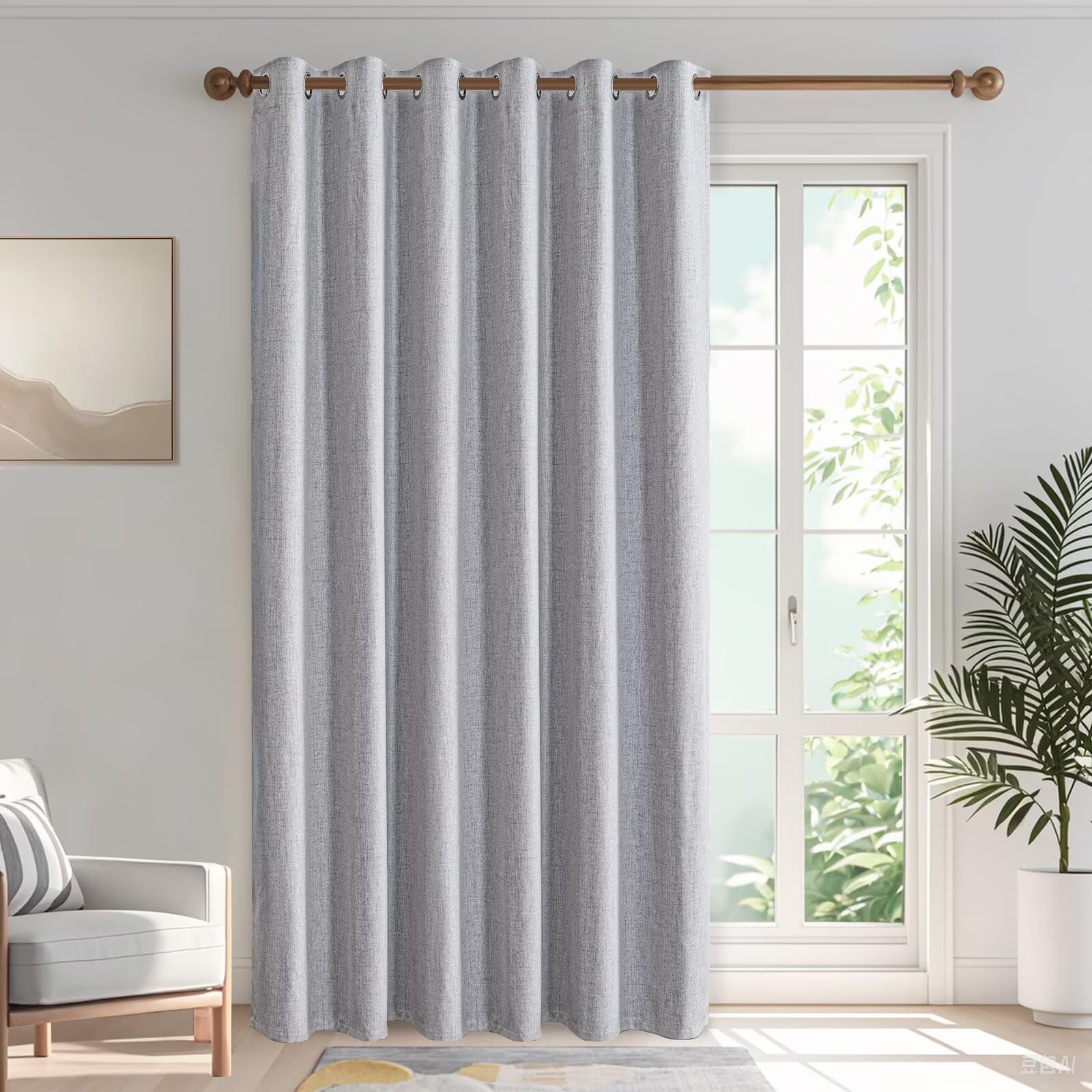 IGEMAEVE Cream Curtains 108 Inch Length 2 Panels Set, Light Filtering Curtains for Living Room 108 Inch Long, Grommet Energy Saving Semi Sheer Drapes for Bedroom Window(W52 x L108)
