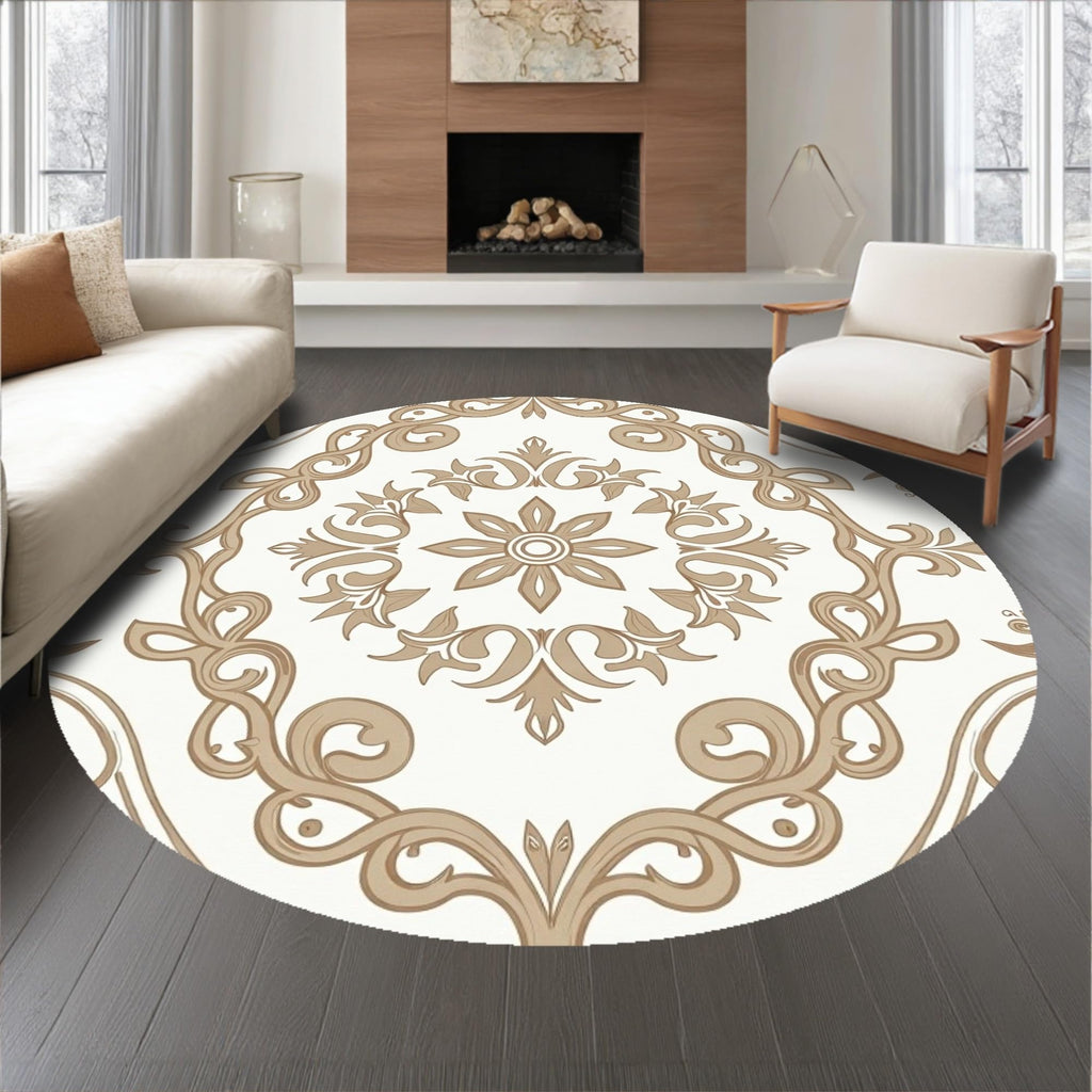 Gold 5x7 Flatwoven Area Rug, Crest Wave Design, Washable for Living Room Bedroom