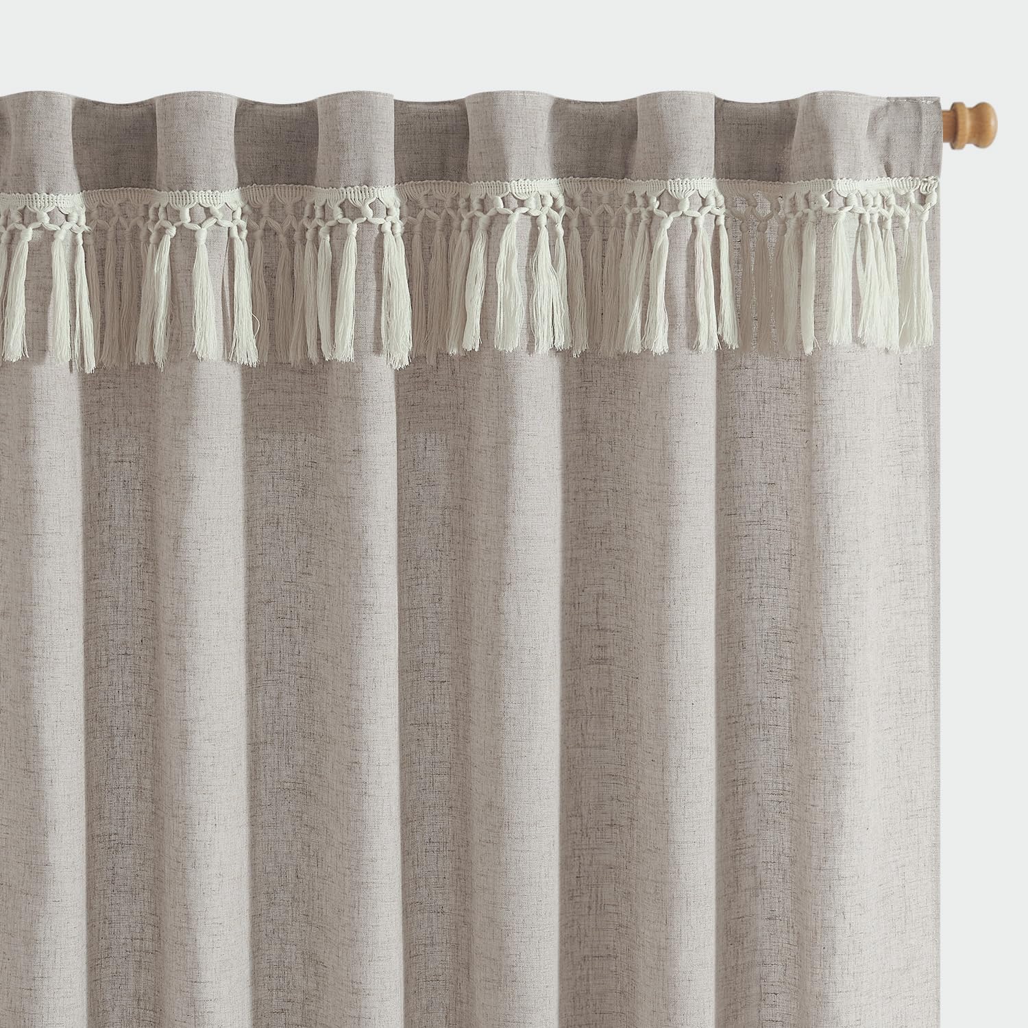 Linen Curtains for Living Room Bedroom 84 Inches Long Thick Linen Textured Beige Curtains Light Filtering Natural Semi Sheer Farmhouse Window Drapes, Country Rustic Drapes 2 Panels Back Tab/Rod Pocket