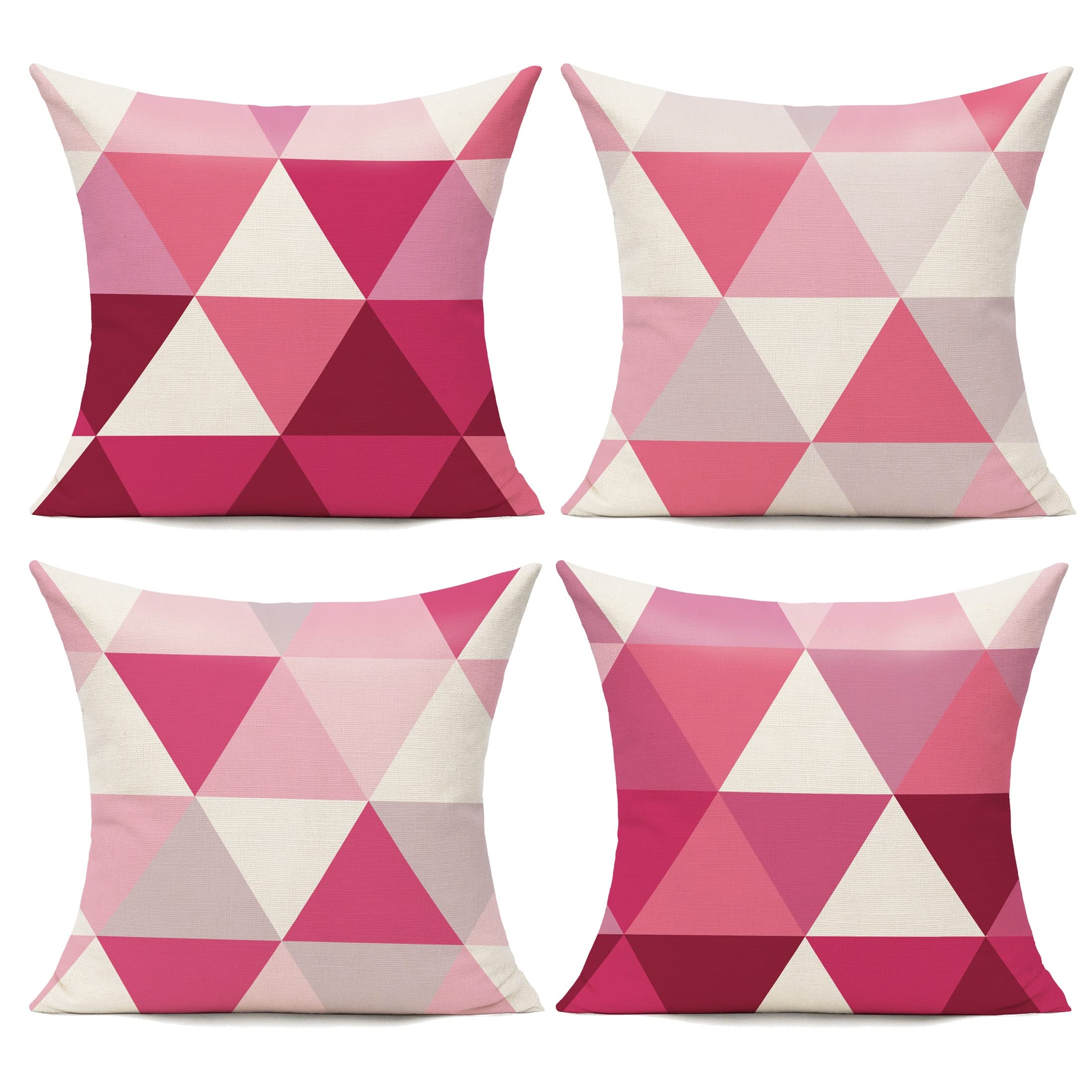 All Smiles Outdoor Throw Pillow Covers Fall Decor Patio 24x24 Set of 4 Colorful Modern Cushion Cases Cojines Couch Sofa Decoration Porch for Home Living Room Geometric Triangle Orange Yellow