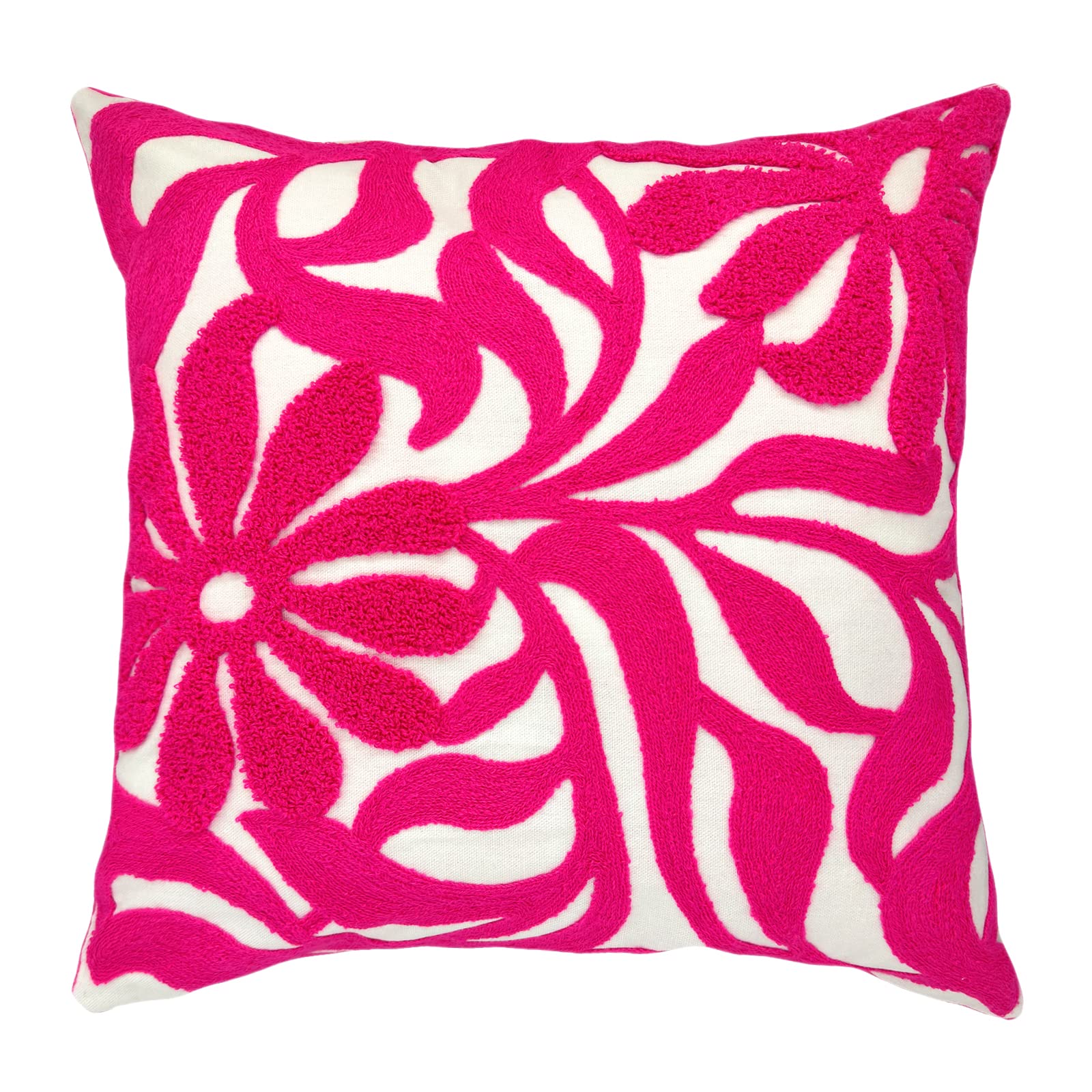 Navy Blue Boho Geometric Pillow Covers 18x18", Set of 2 Embroidered Cotton Cushion Cases