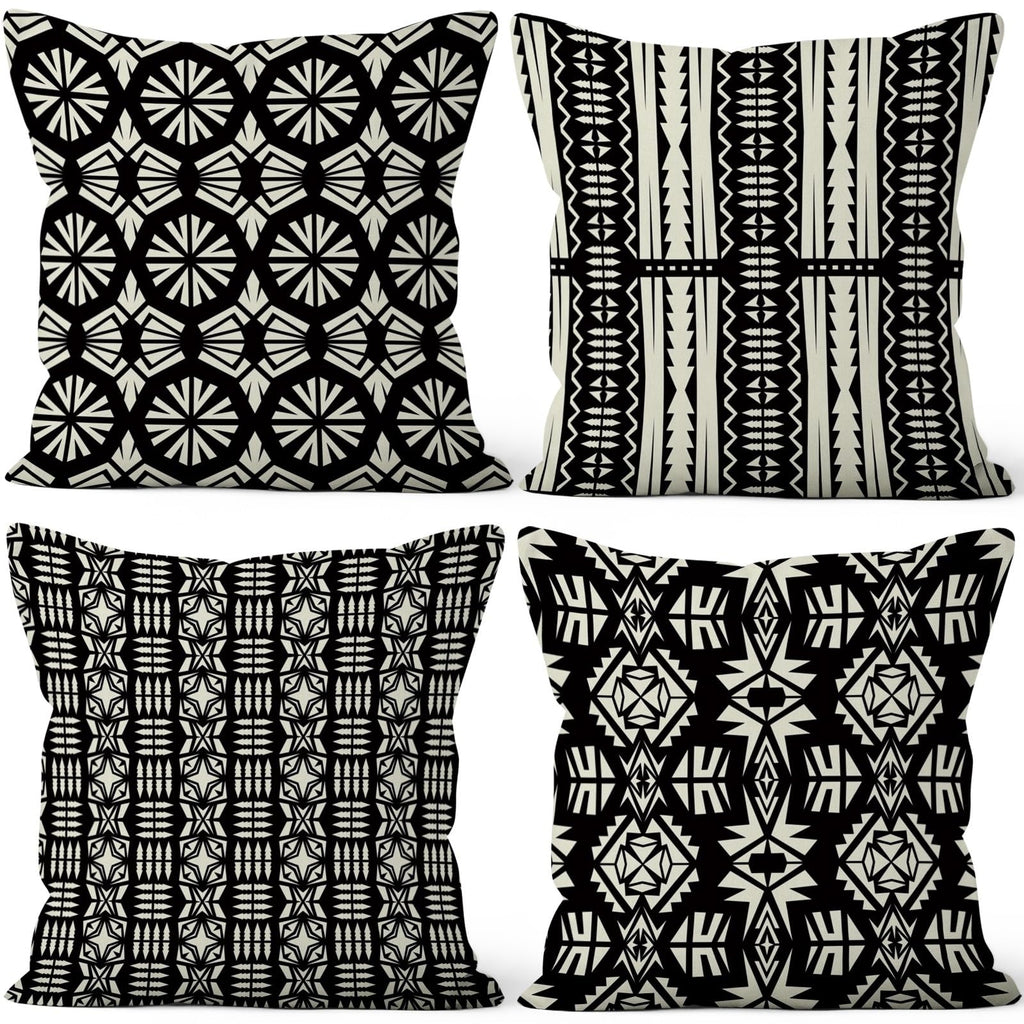 4 Pcs/Set Geometric Pillow Covers Boho Abstract Strips Patchwork Color Geometric Ethnic Colorful Vintage Artwork Linen Throw Cushion Cases for Couch Sofa Bedroom Decorative, 22"x22"