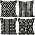 4 Pcs/Set Geometric Pillow Covers Boho Abstract Strips Patchwork Color Geometric Ethnic Colorful Vintage Artwork Linen Throw Cushion Cases for Couch Sofa Bedroom Decorative, 22"x22"