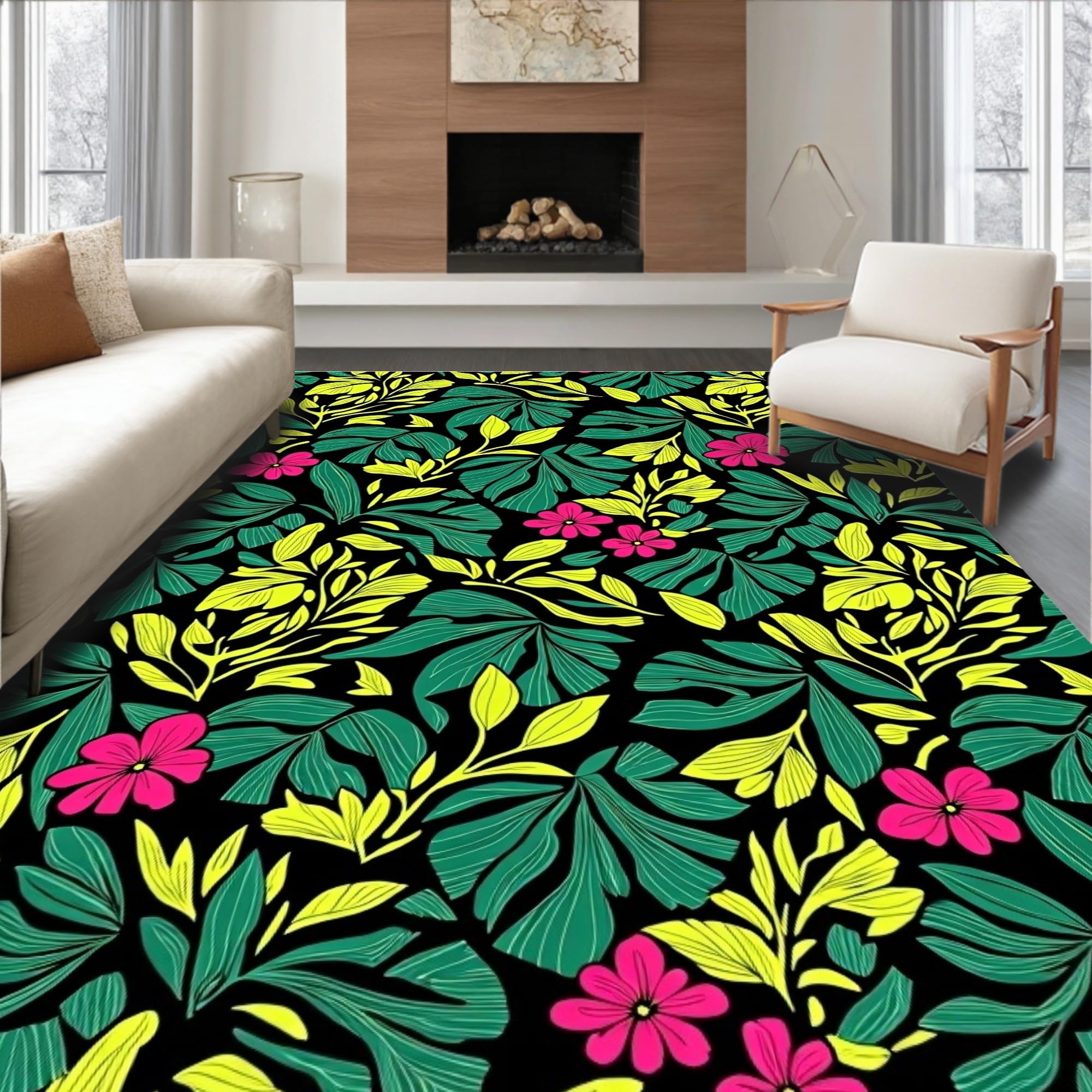 Gold 5x7 Flatwoven Area Rug, Crest Wave Design, Washable for Living Room Bedroom
