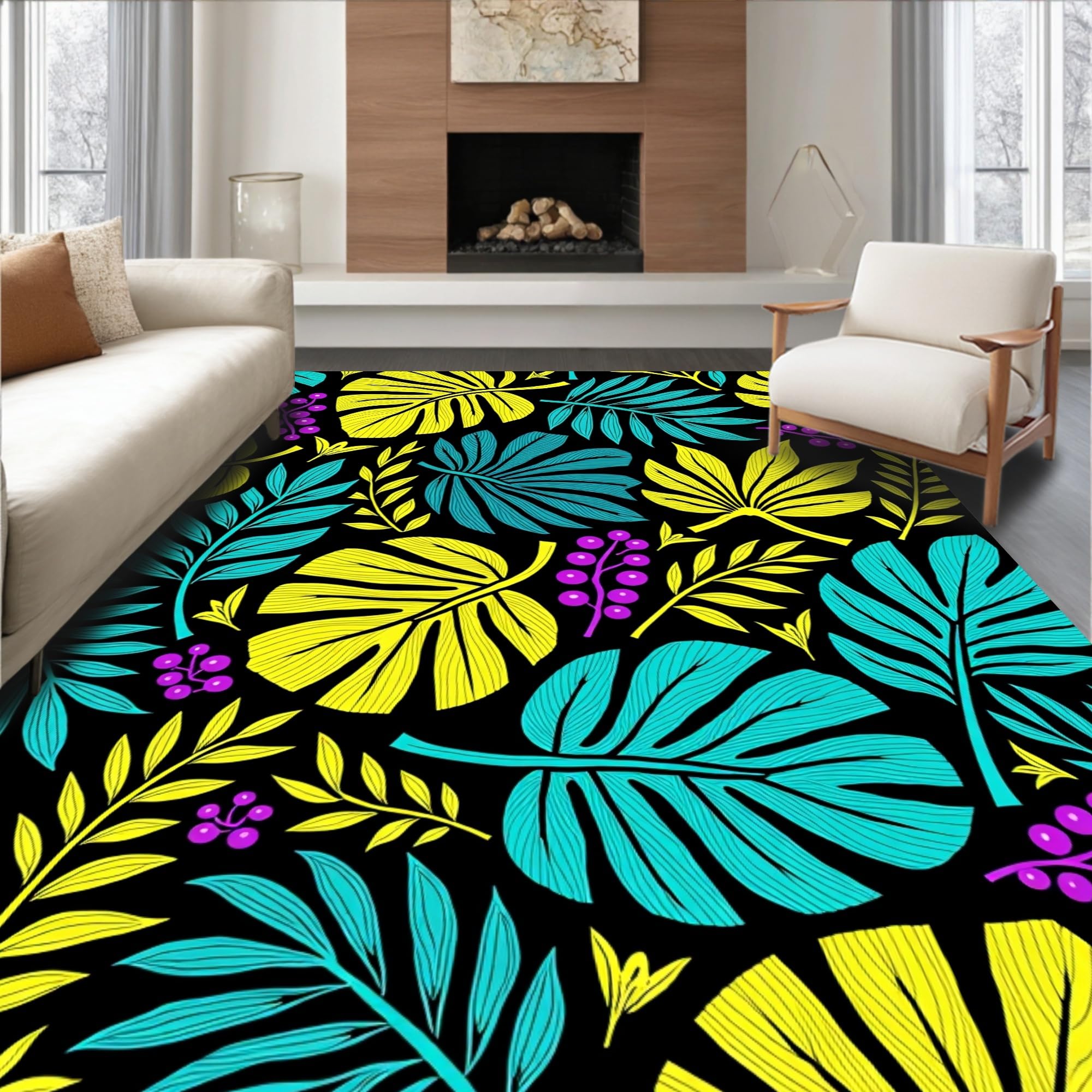 Gold 5x7 Flatwoven Area Rug, Crest Wave Design, Washable for Living Room Bedroom