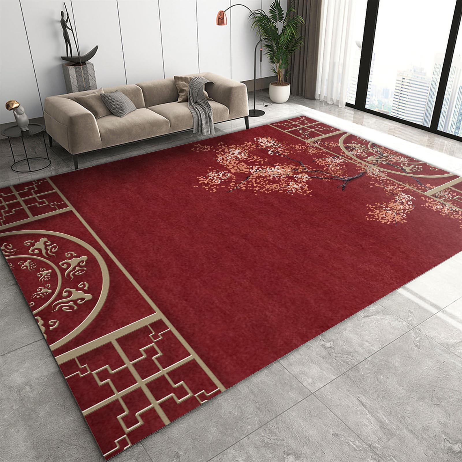 3x5 Rug Minimalist Light Luxury Washable Rugs, Nordic Marble Irregular Geometry Bedroom Rugs with Non Slip Backing for Bedroom Hotel Hardwood Floors Garage Farmhouse