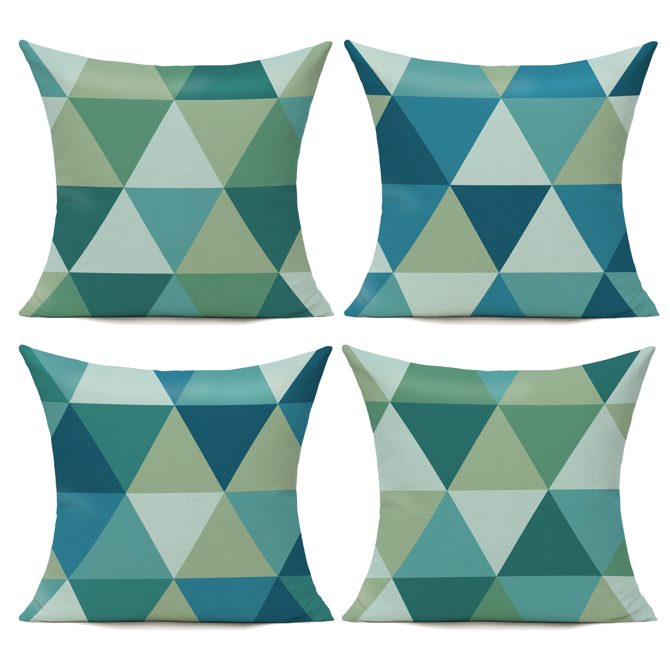 All Smiles Outdoor Throw Pillow Covers Fall Decor Patio 24x24 Set of 4 Colorful Modern Cushion Cases Cojines Couch Sofa Decoration Porch for Home Living Room Geometric Triangle Orange Yellow