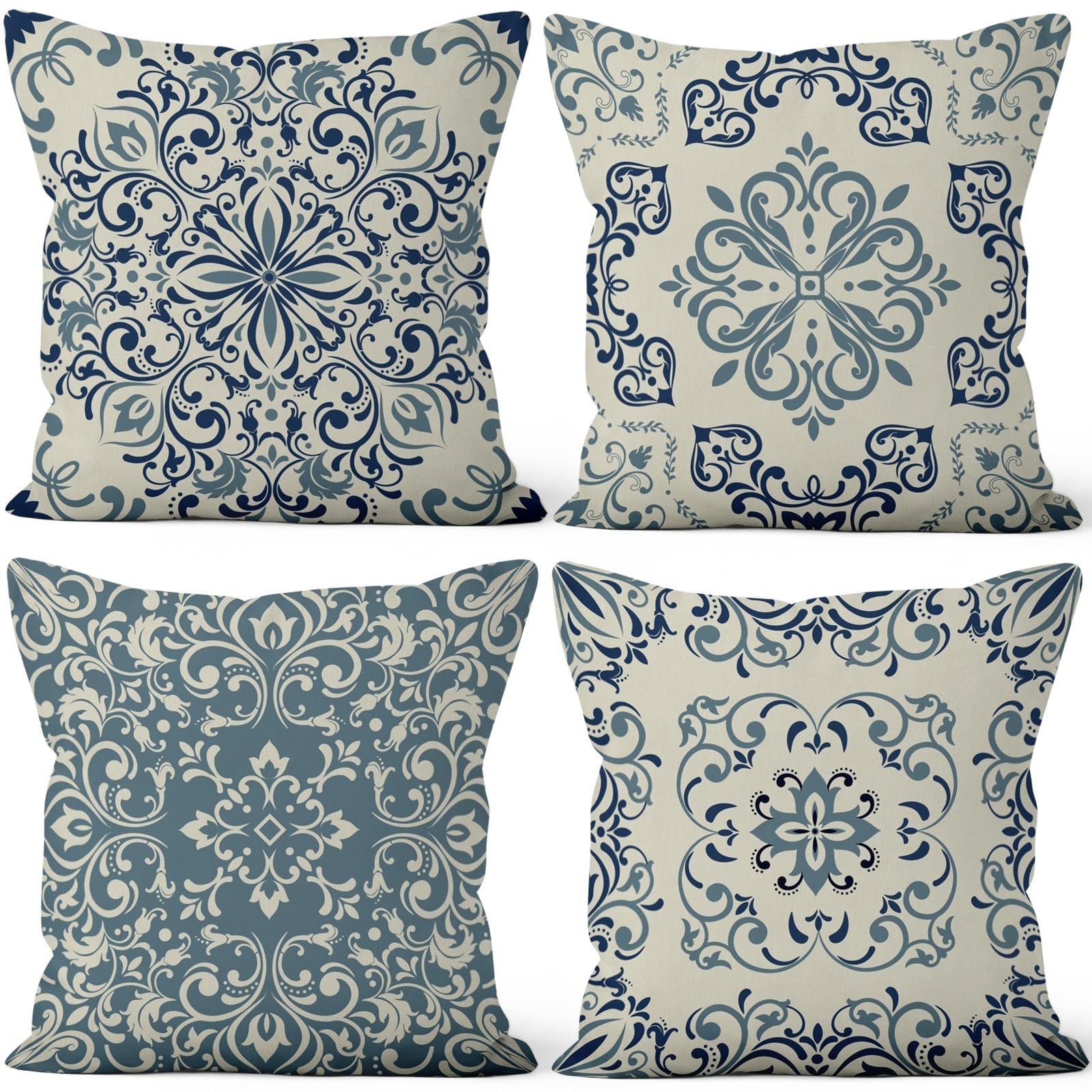 4 Pcs/Set Geometric Pillow Covers Boho Abstract Strips Patchwork Color Geometric Ethnic Colorful Vintage Artwork Linen Throw Cushion Cases for Couch Sofa Bedroom Decorative, 22"x22"