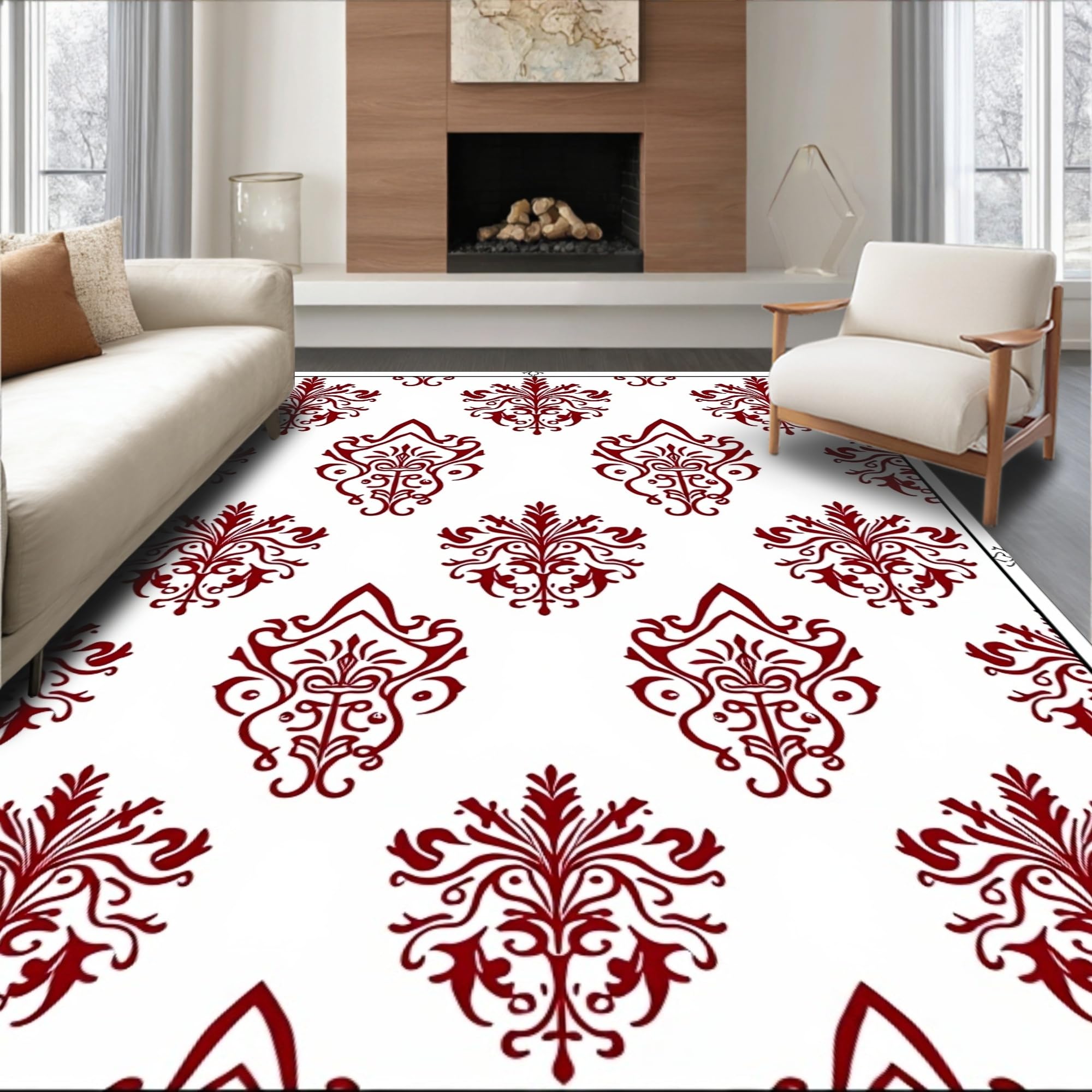 Gold 5x7 Flatwoven Area Rug, Crest Wave Design, Washable for Living Room Bedroom