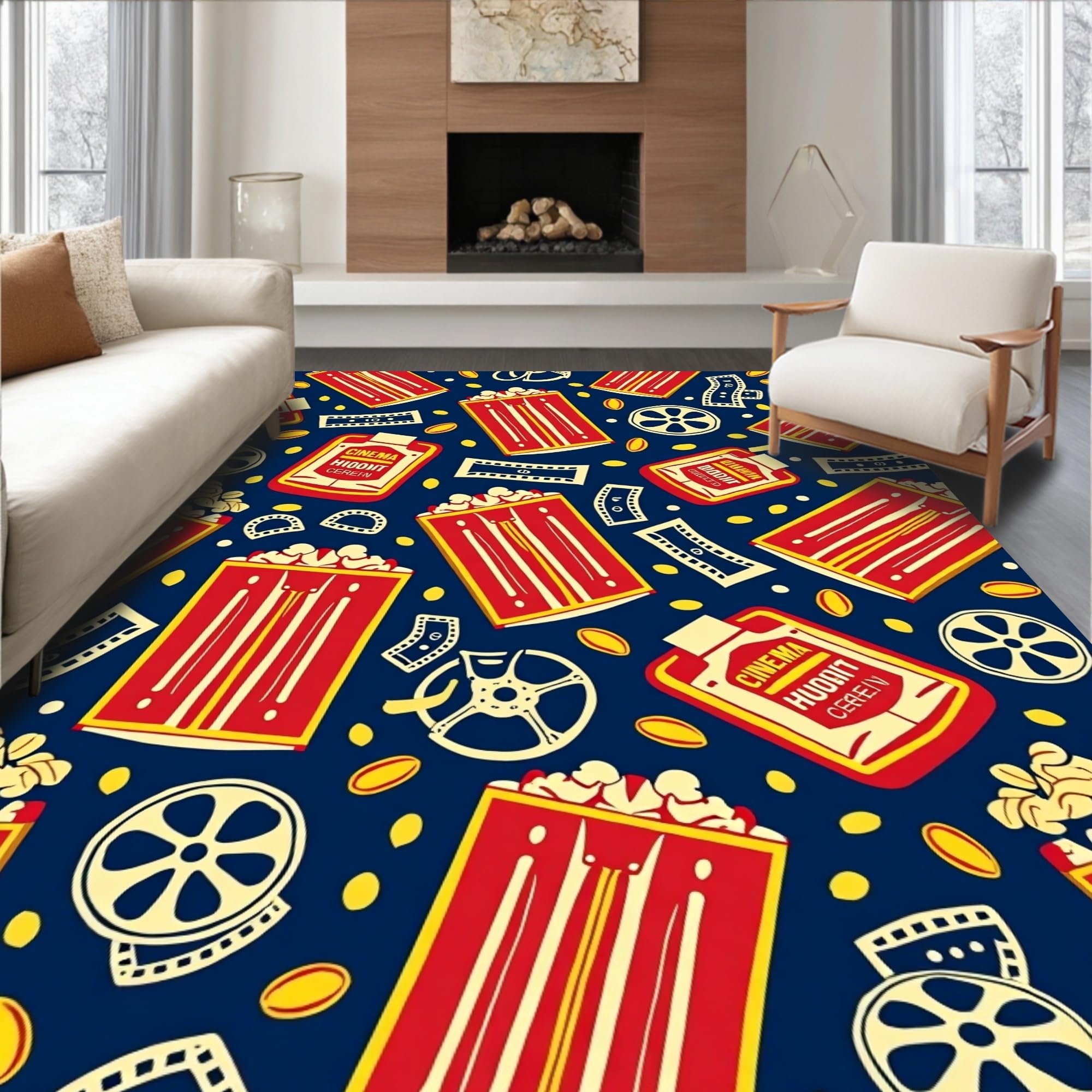 Gold 5x7 Flatwoven Area Rug, Crest Wave Design, Washable for Living Room Bedroom