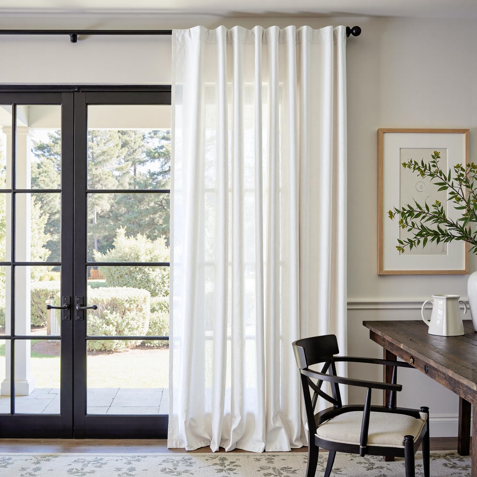 Linen Curtains for Living Room Bedroom 84 Inches Long Thick Linen Textured Beige Curtains Light Filtering Natural Semi Sheer Farmhouse Window Drapes, Country Rustic Drapes 2 Panels Back Tab/Rod Pocket