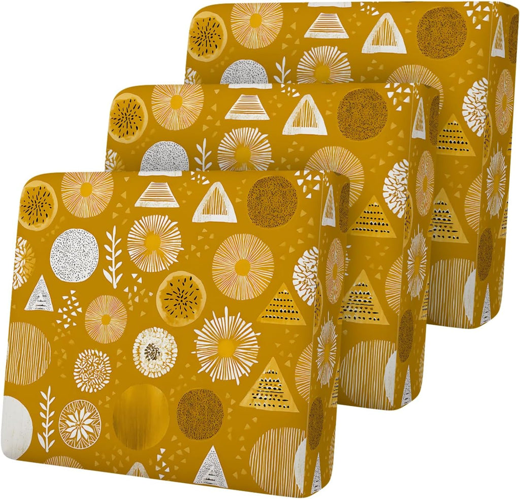 Geometric Pattern Couch Cushion Cover, Abstract Circle Triangle Design Sofa Cushion Slipcover, Stretch Furniture Protector, Soft Removable Washable Seat Cover for Sofa,3PCs