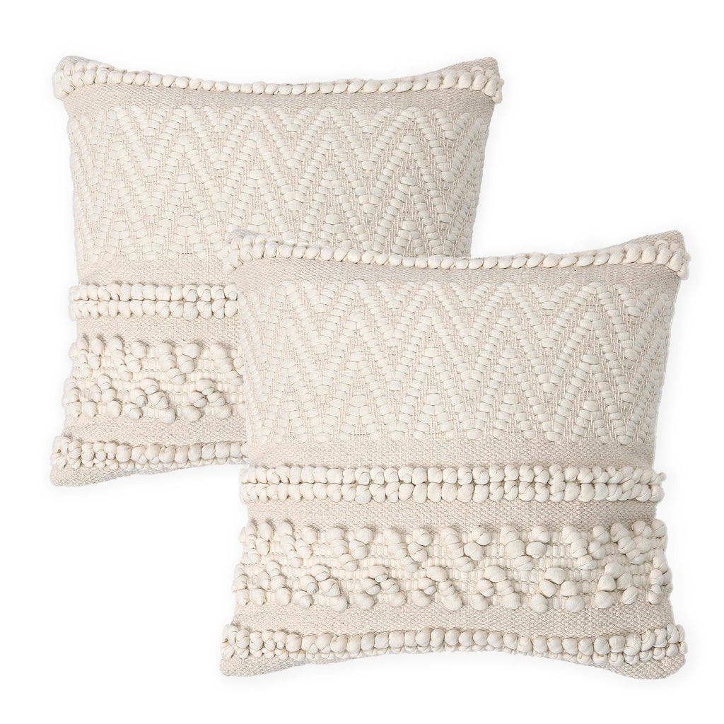 REDEARTH Handmade Boho Throw Pillow Covers - Bohemian Chic Farmhouse Style - Accent Woven Indoor and Outdoor Pillow Cushion Cases for Couch - Bed - Chair - Sofa - Benches – Set of 2-18"x18" - Taupe