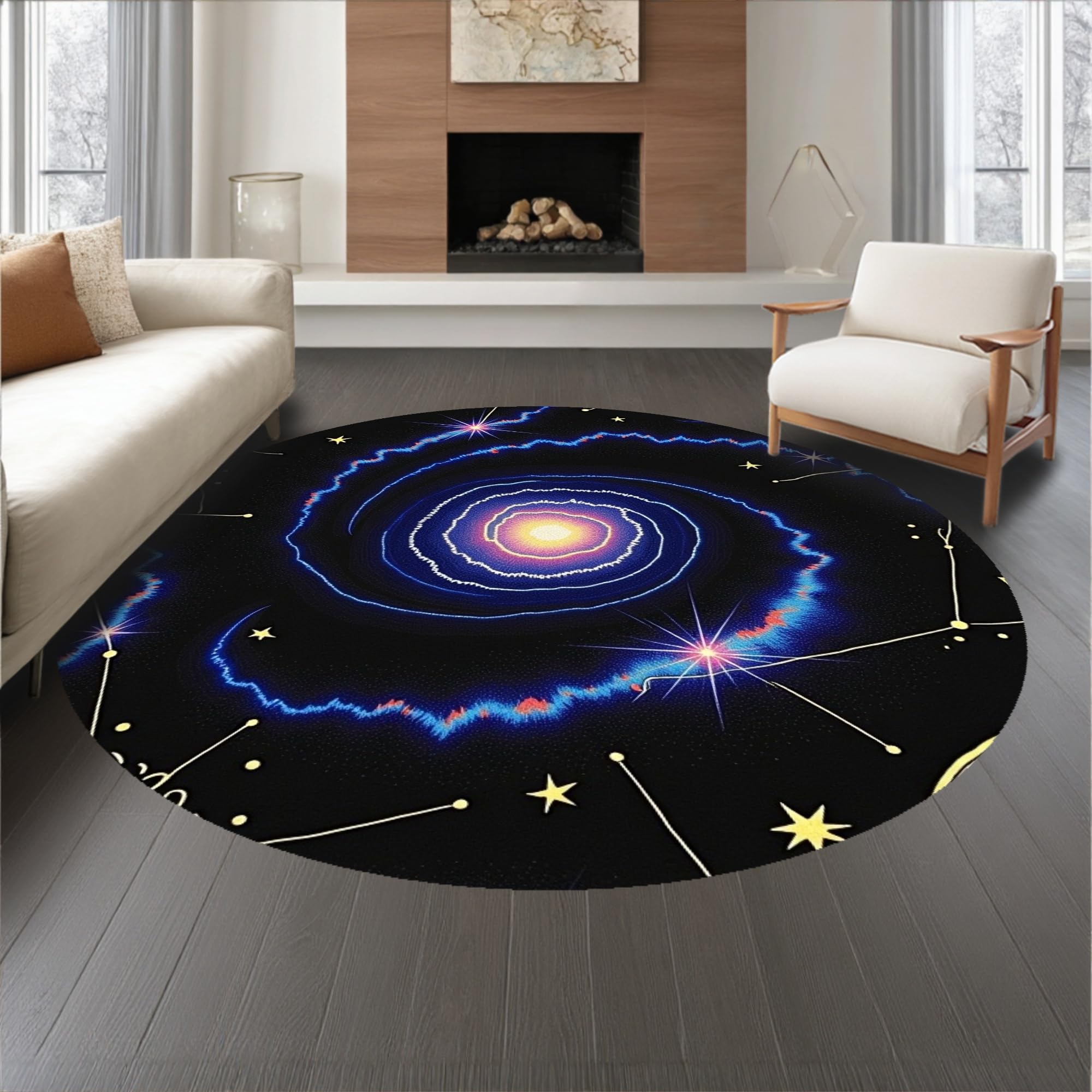 Gold 5x7 Flatwoven Area Rug, Crest Wave Design, Washable for Living Room Bedroom