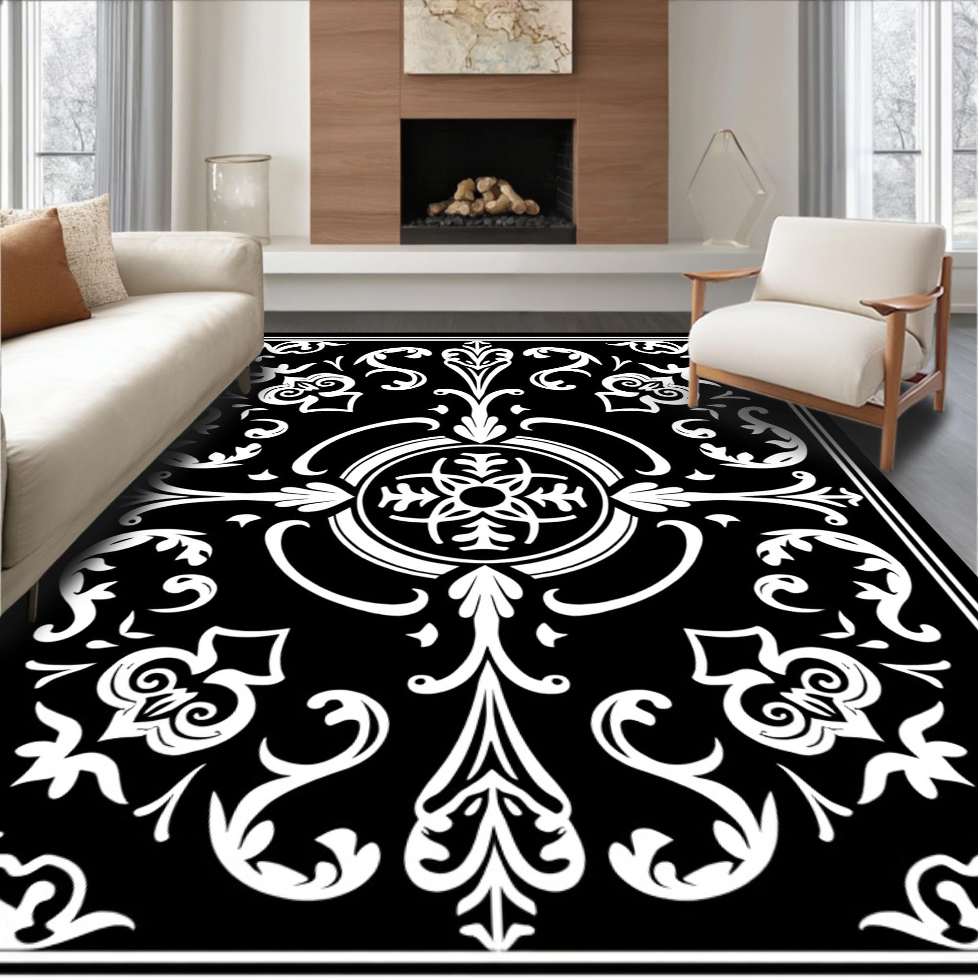 Gold 5x7 Flatwoven Area Rug, Crest Wave Design, Washable for Living Room Bedroom