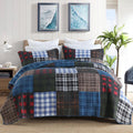 NEWLAKE Quilt Set Queen Size, 100% Cotton Patchwork Green Bohemian Quilt Sets, Reversible Bedspread Lightweight and Breathable for All Seasons, Soft Quilted Bedspread with 2 Pillow Shams