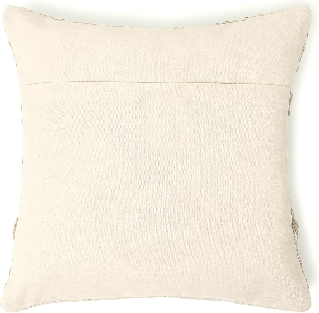 REDEARTH Handmade Boho Throw Pillow Covers - Bohemian Chic Farmhouse Style - Accent Woven Indoor and Outdoor Pillow Cushion Cases for Couch - Bed - Chair - Sofa - Benches – Set of 2-18"x18" - Taupe