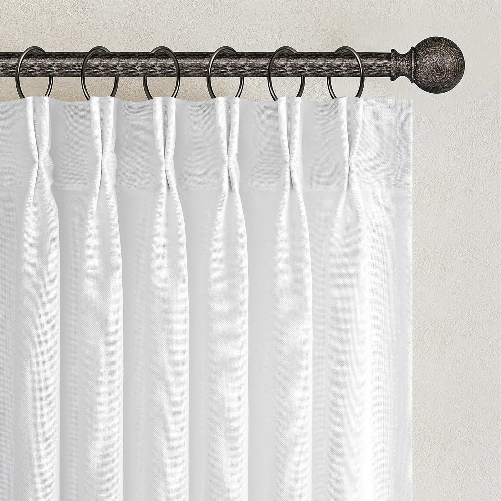 Topfinel 102 Inch Curtains 2 Panels Set,Two Packs Pinch Pleat Back Tab Linen Window Semi Sheer Privacy Thick Decorative Curtain Drapes for Living Room Bedroom,40x102 in Long,Ivory/Off White
