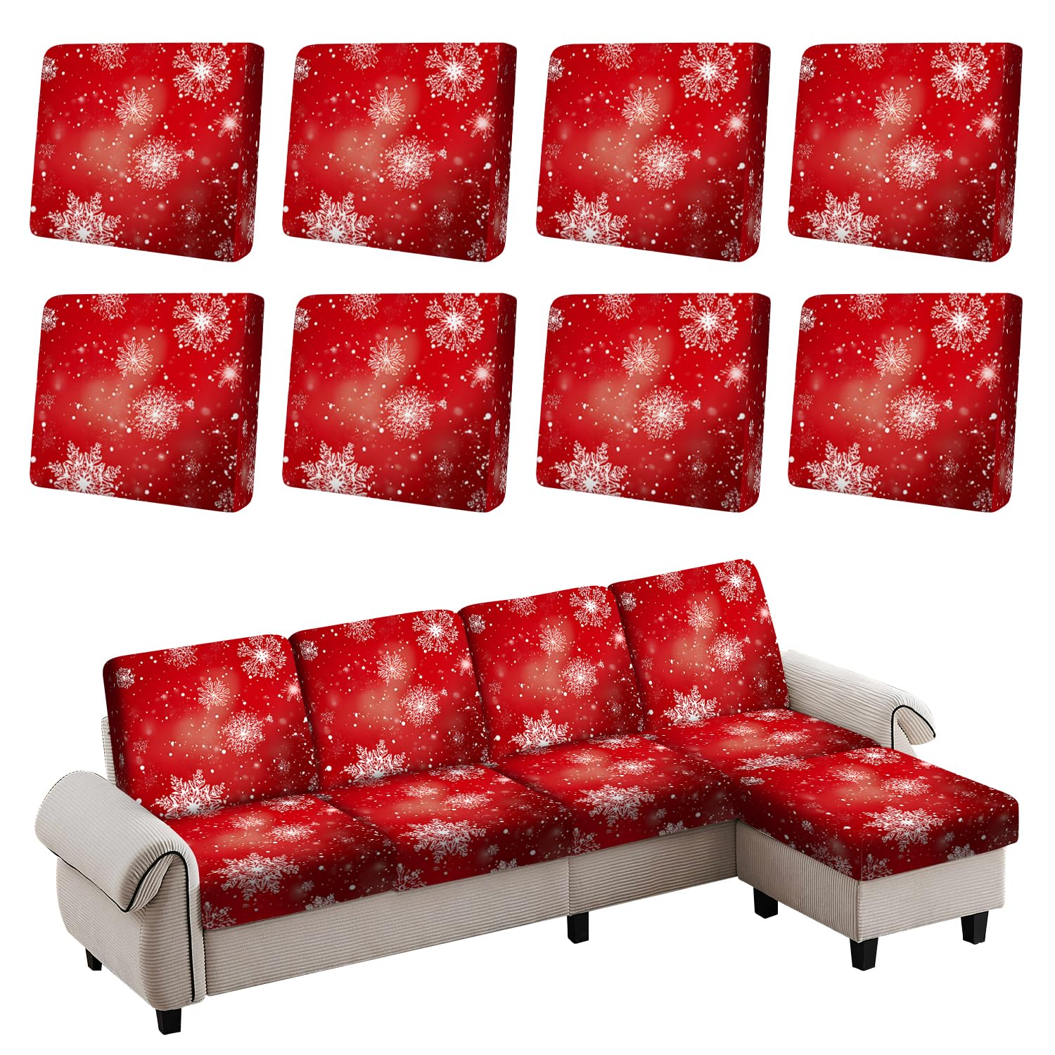 Geometric Pattern Couch Cushion Cover, Abstract Circle Triangle Design Sofa Cushion Slipcover, Stretch Furniture Protector, Soft Removable Washable Seat Cover for Sofa,3PCs