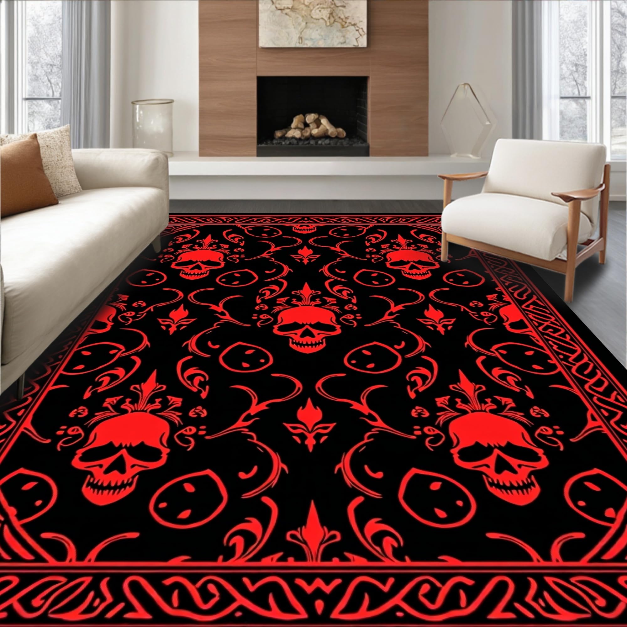 Gold 5x7 Flatwoven Area Rug, Crest Wave Design, Washable for Living Room Bedroom