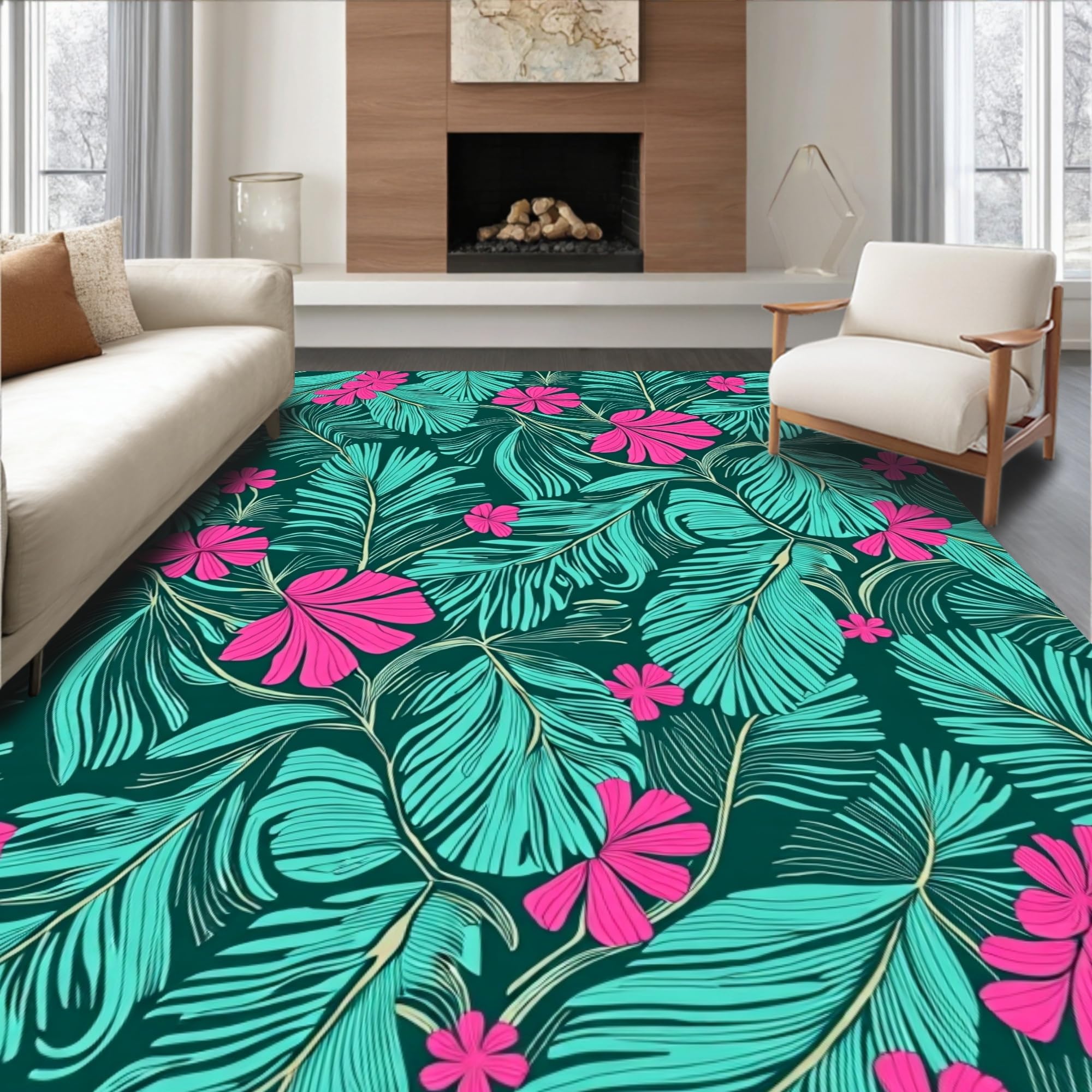 Gold 5x7 Flatwoven Area Rug, Crest Wave Design, Washable for Living Room Bedroom