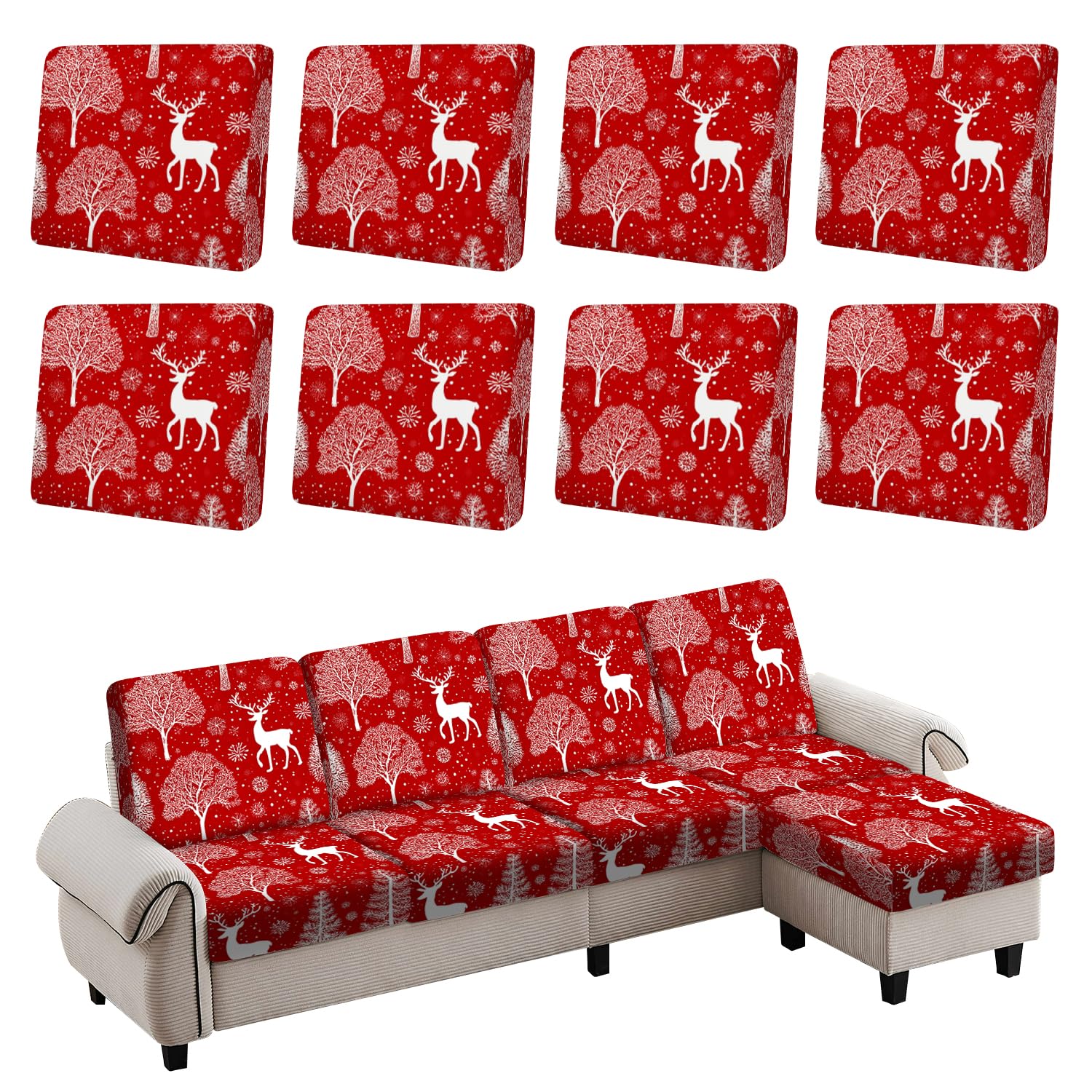 Geometric Pattern Couch Cushion Cover, Abstract Circle Triangle Design Sofa Cushion Slipcover, Stretch Furniture Protector, Soft Removable Washable Seat Cover for Sofa,3PCs