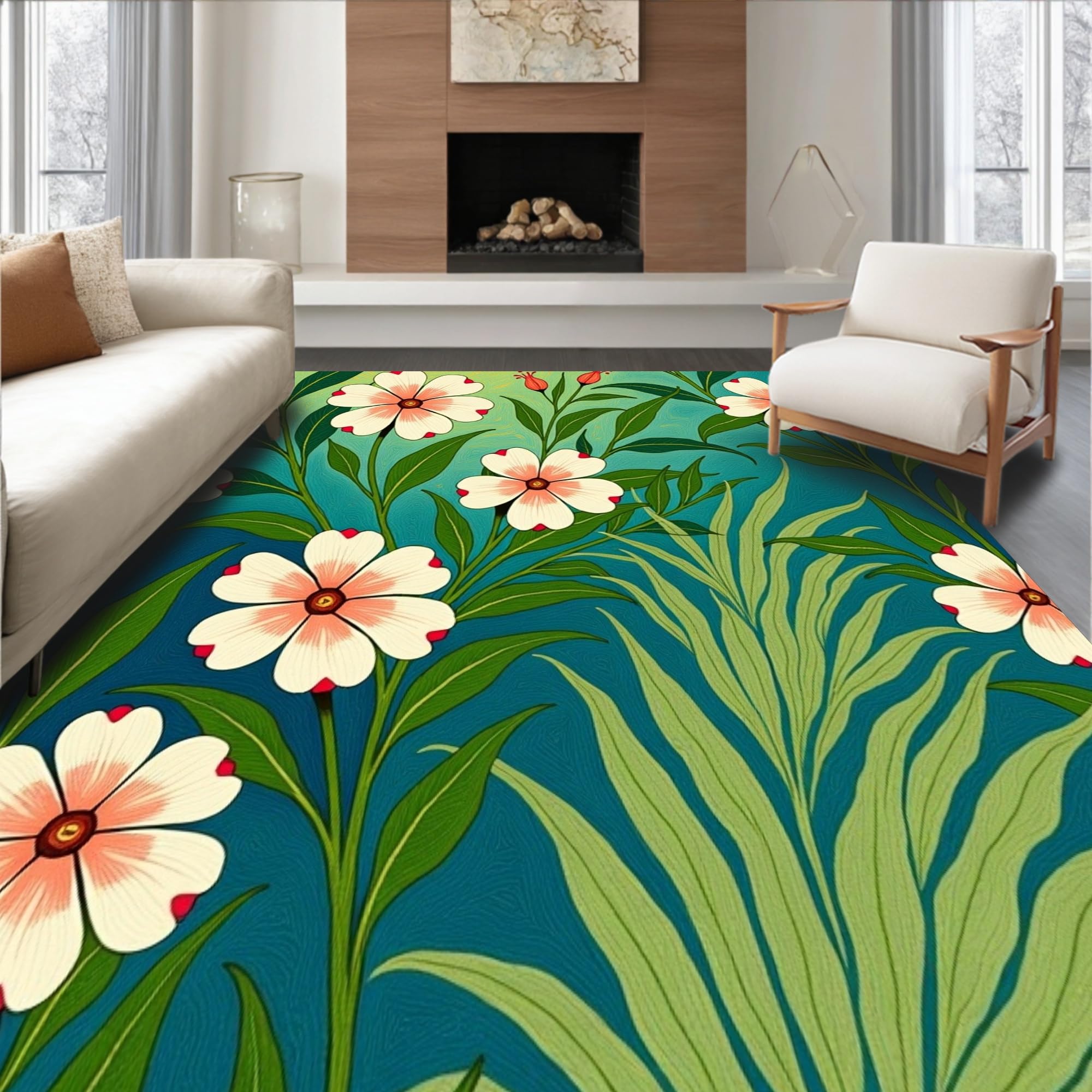 Gold 5x7 Flatwoven Area Rug, Crest Wave Design, Washable for Living Room Bedroom