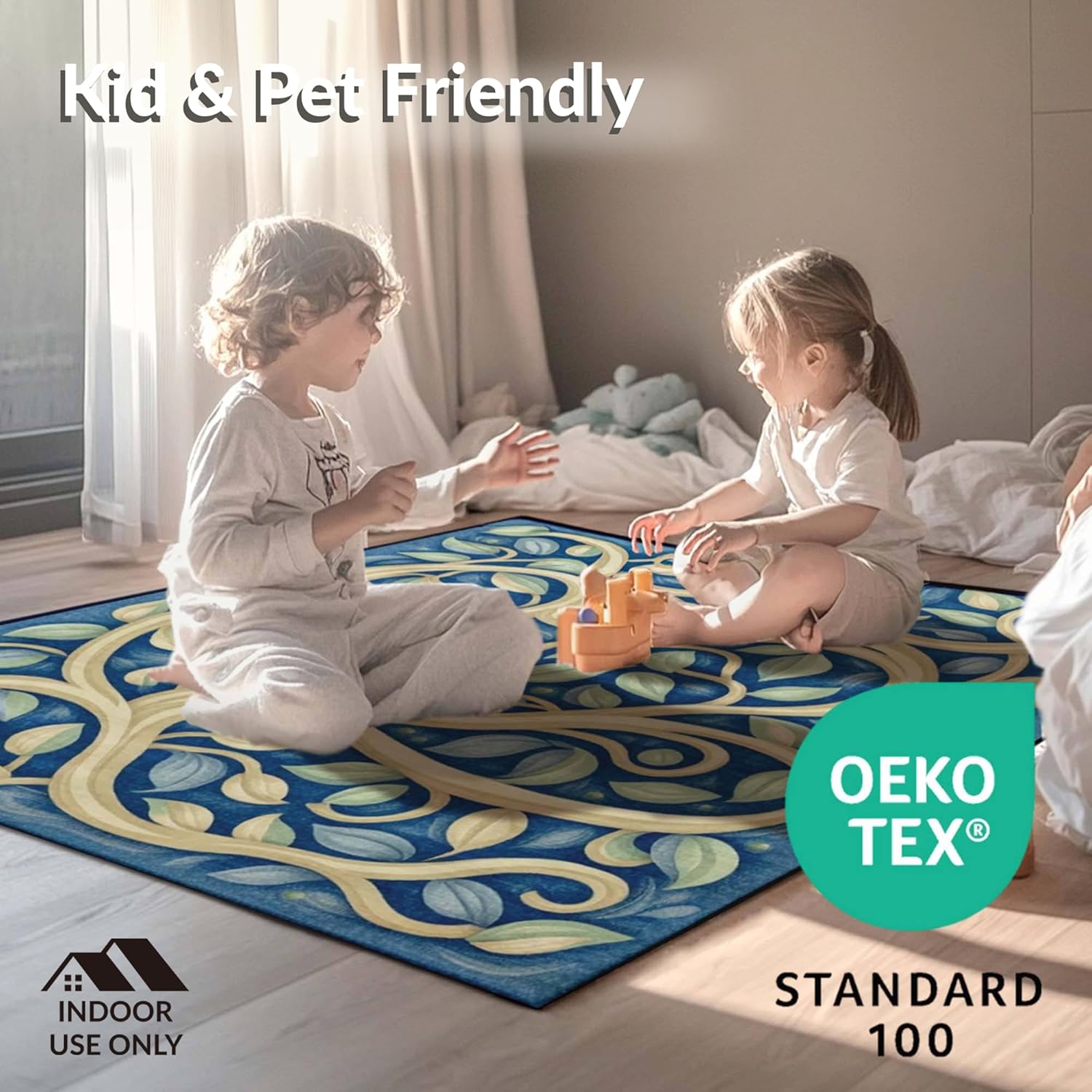 Gold 5x7 Flatwoven Area Rug, Crest Wave Design, Washable for Living Room Bedroom
