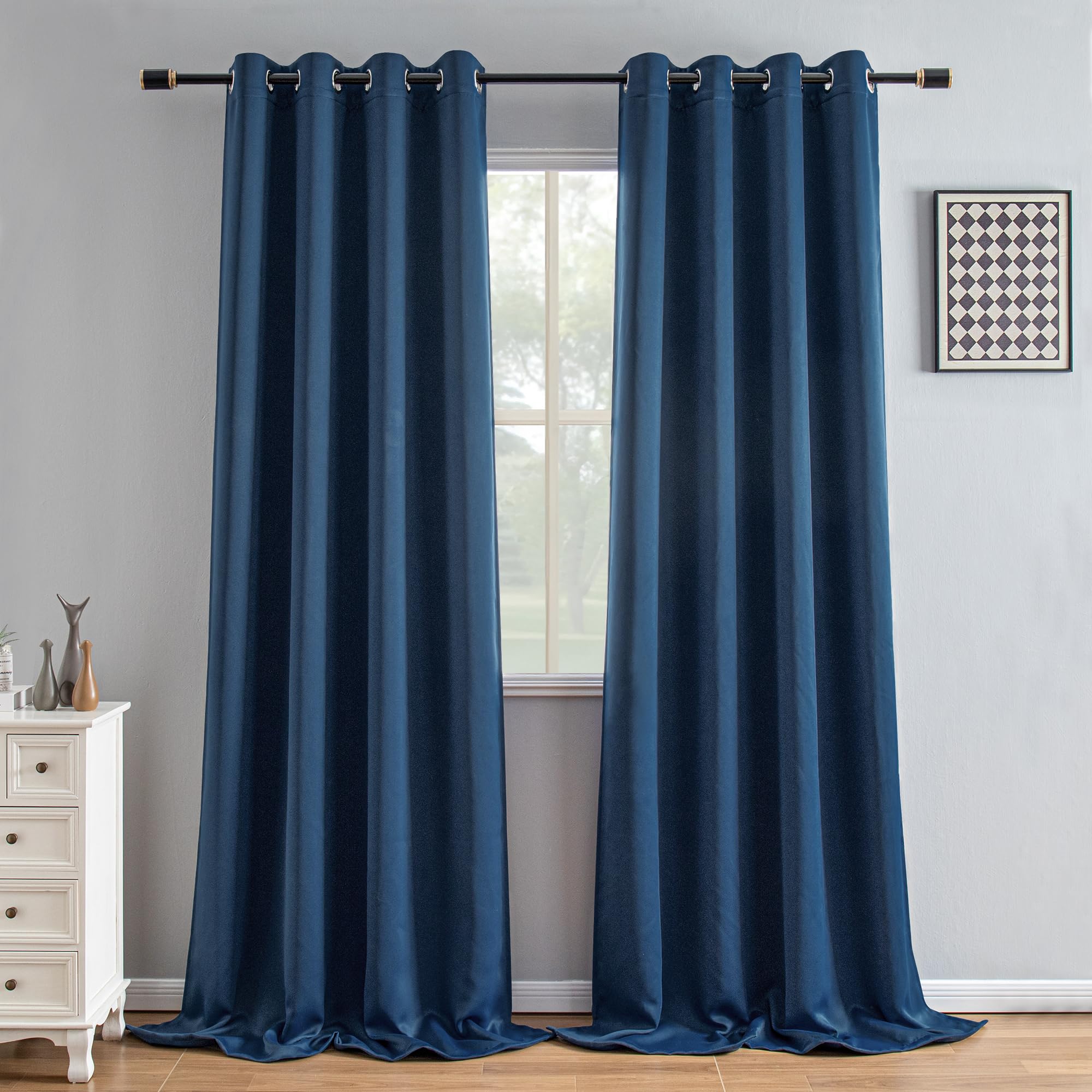 IGEMAEVE Cream Curtains 108 Inch Length 2 Panels Set, Light Filtering Curtains for Living Room 108 Inch Long, Grommet Energy Saving Semi Sheer Drapes for Bedroom Window(W52 x L108)