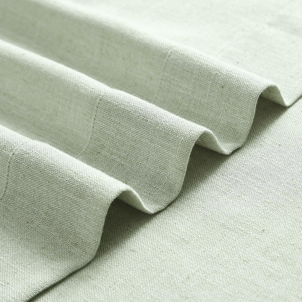 2 Panels Soft Green Linen Blend Sheer Curtains 58"x95", Grommet Light Filtering Drapes