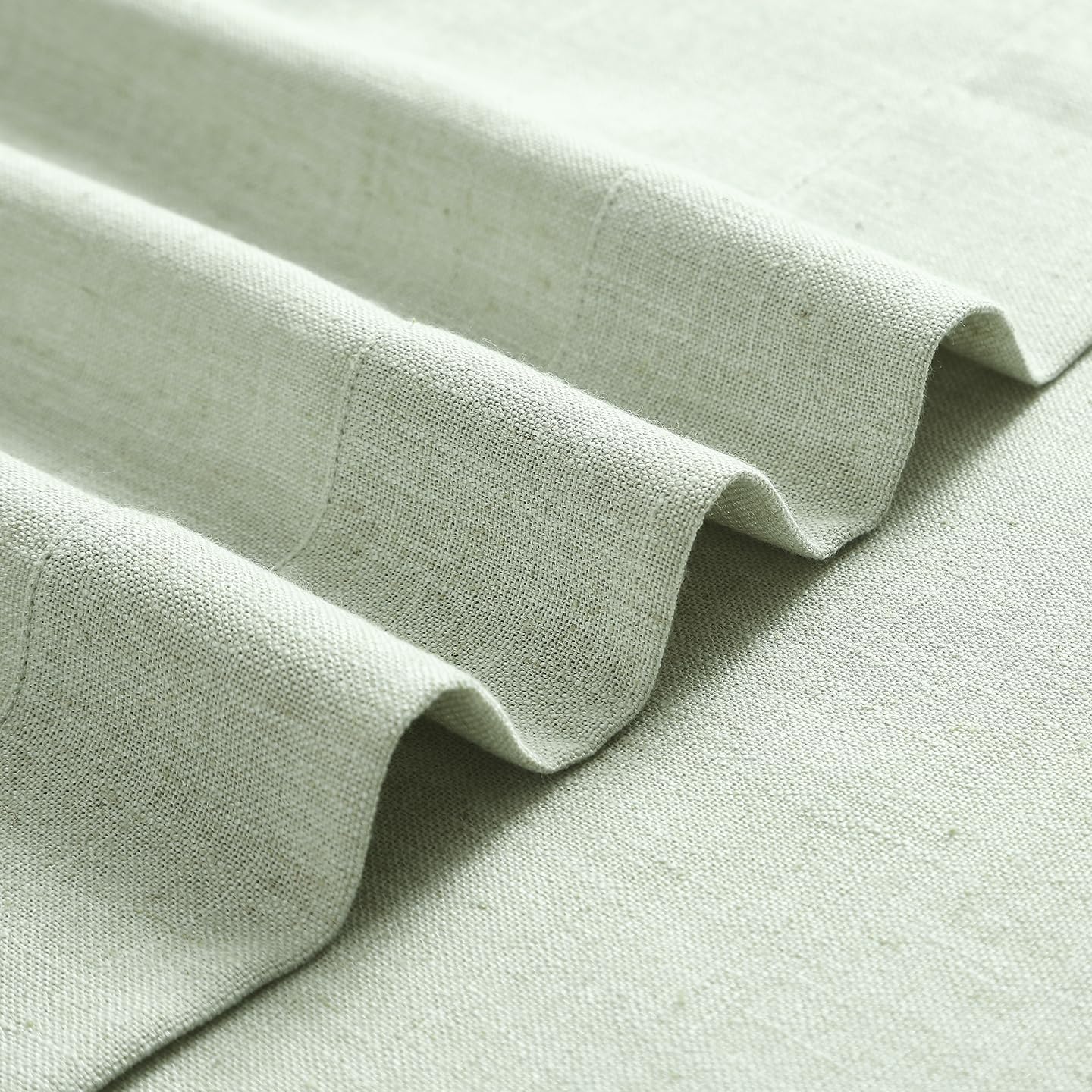 2 Panels Soft Green Linen Blend Sheer Curtains 58"x95", Grommet Light Filtering Drapes