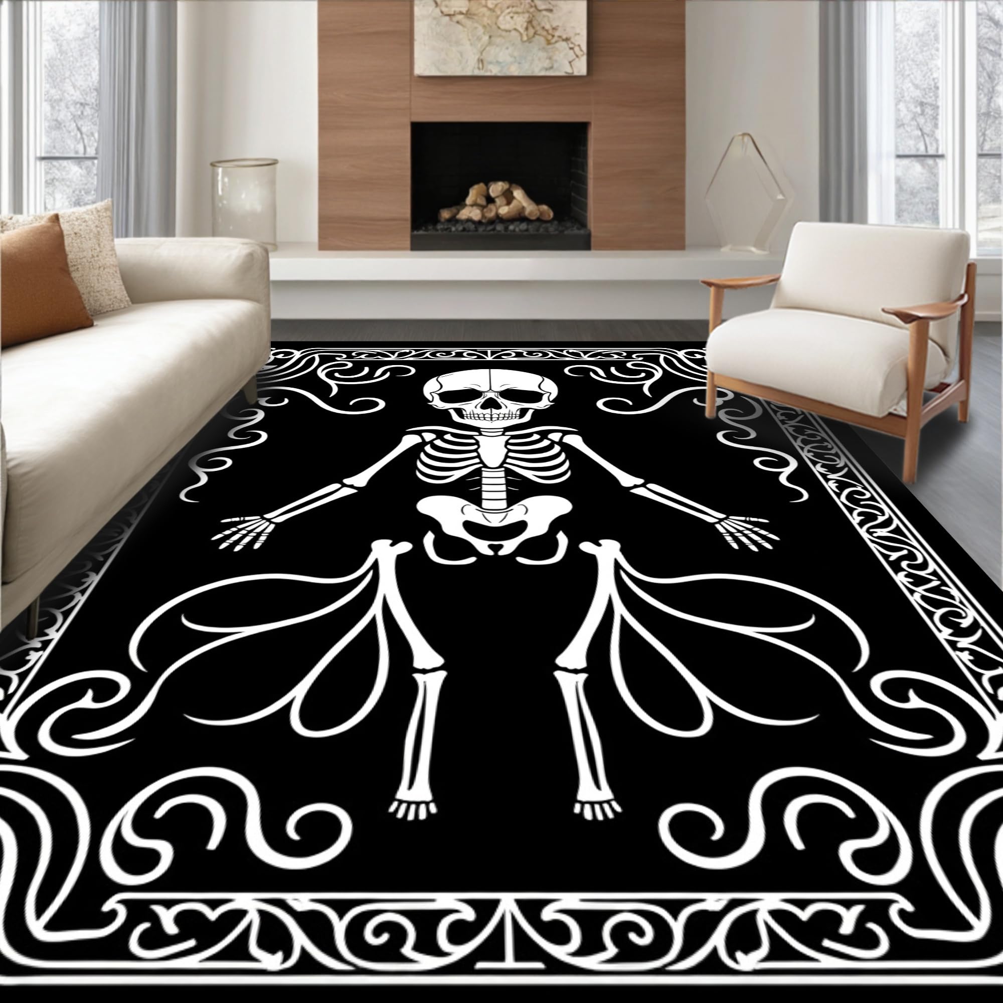 Gold 5x7 Flatwoven Area Rug, Crest Wave Design, Washable for Living Room Bedroom