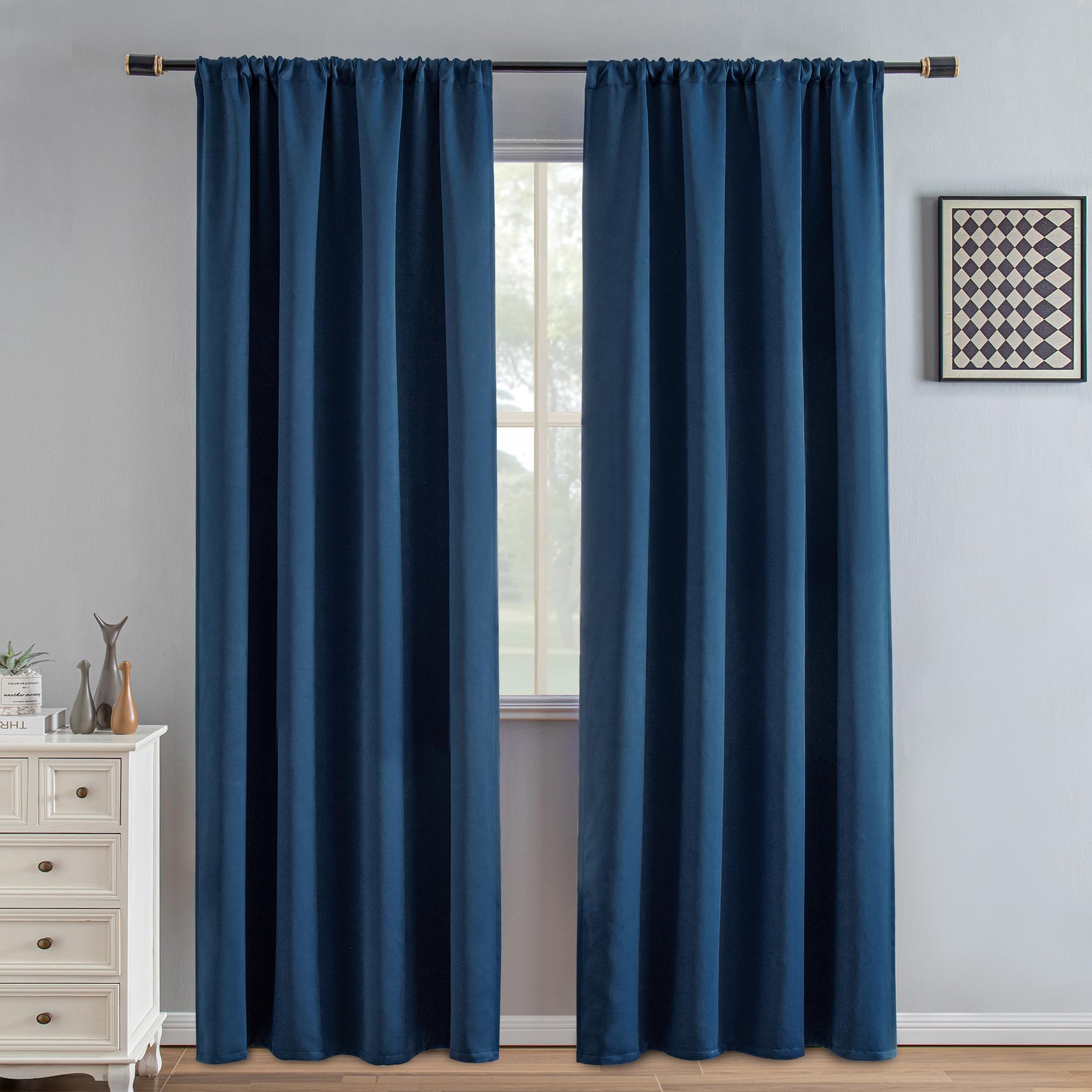 IGEMAEVE Cream Curtains 108 Inch Length 2 Panels Set, Light Filtering Curtains for Living Room 108 Inch Long, Grommet Energy Saving Semi Sheer Drapes for Bedroom Window(W52 x L108)