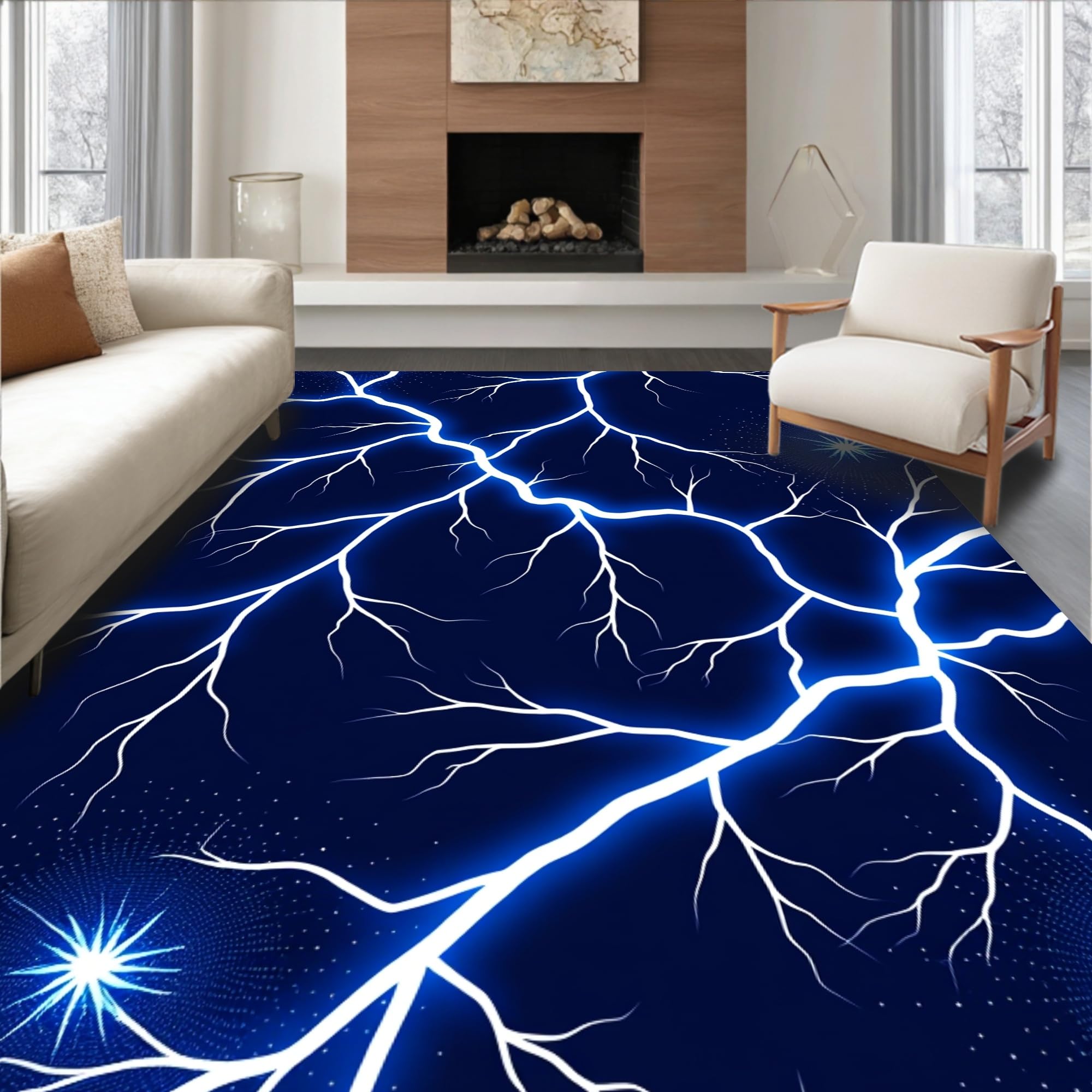 Gold 5x7 Flatwoven Area Rug, Crest Wave Design, Washable for Living Room Bedroom